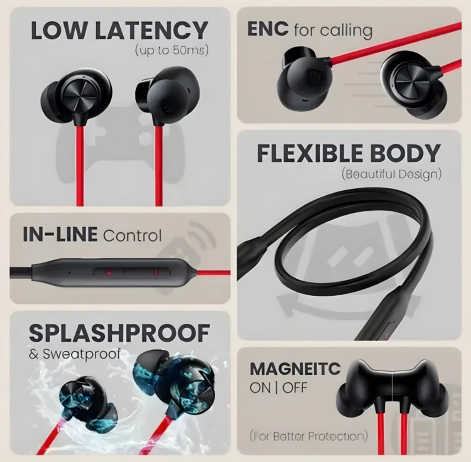 Image of GOLYA Onepluss Wireless Bullets Z2 ENC Neckband Bluetooth Headphone Bluetooth