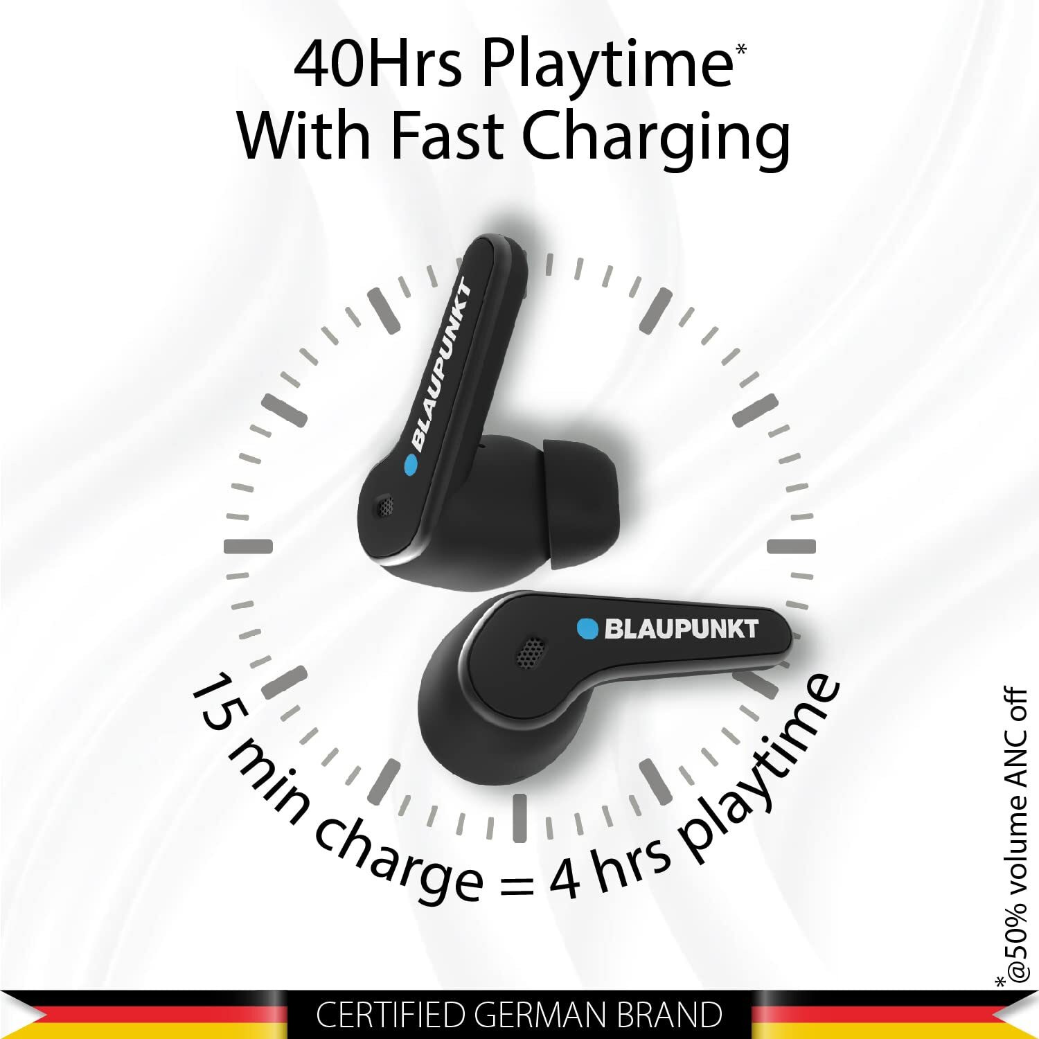 Image of Blaupunkt BTW250 Moksha ANC -30dB I Flip Top Rotatory I 40H PLAYTIME I 80MS Low latency Bluetooth