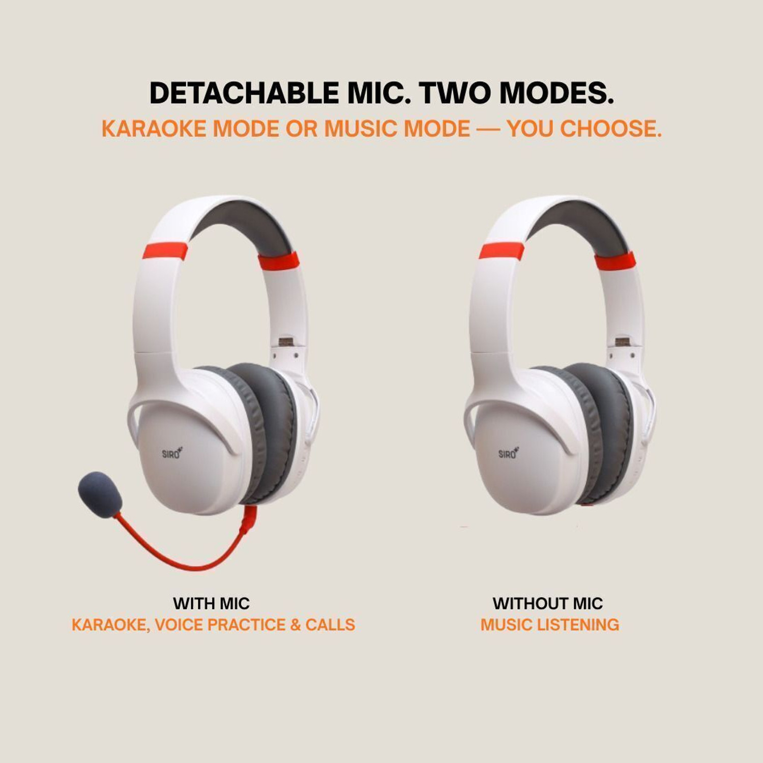 Image of Siro Karaoke Headphone with Mic|Bluetooth, Practice,Music & Calls,Voice Mode,Over-Ear Bluetooth