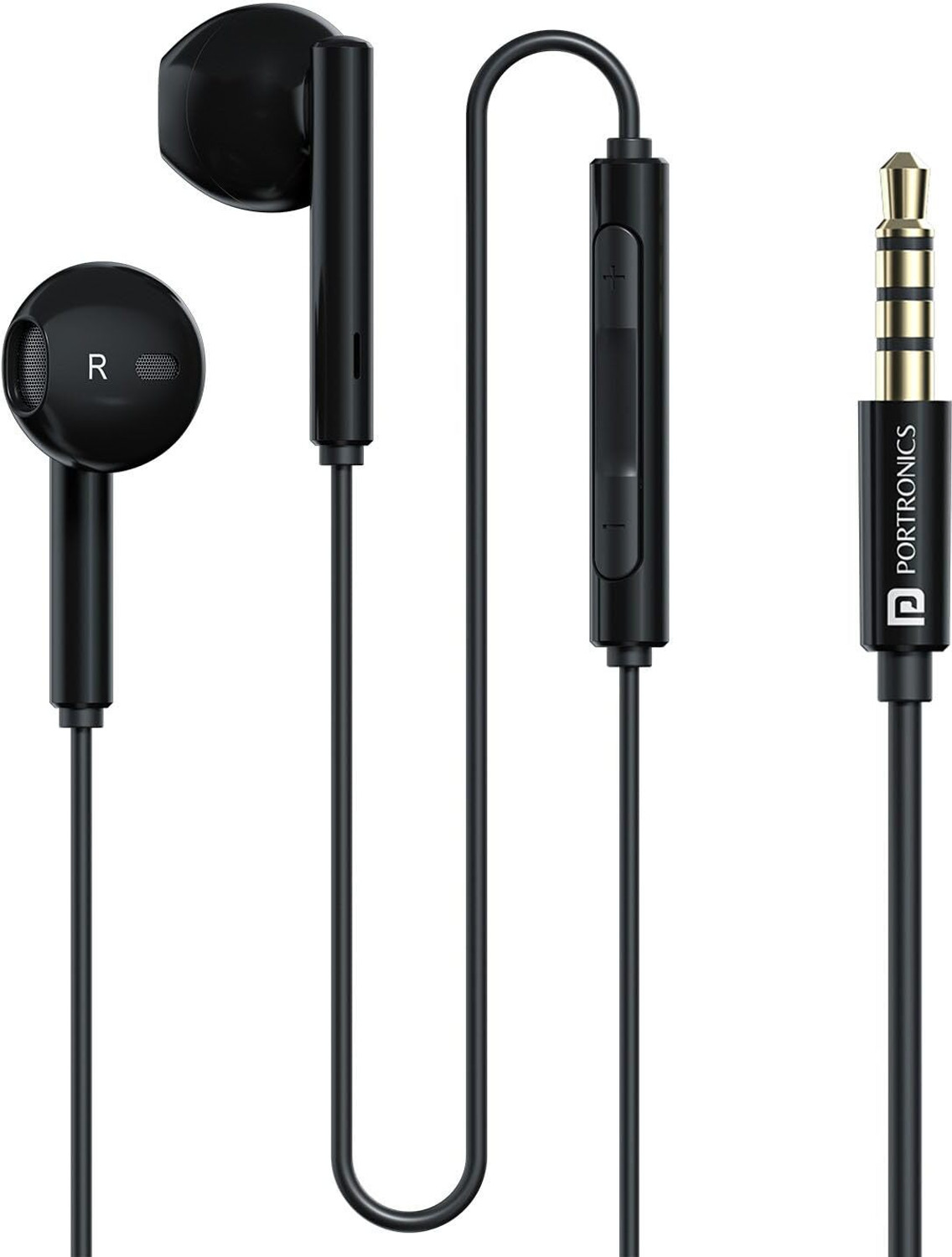 Image of Portronics Conch Theta A 3.5mm Wired Earphones with HD Mic, Powerful Audio,Anti Tangle Wired