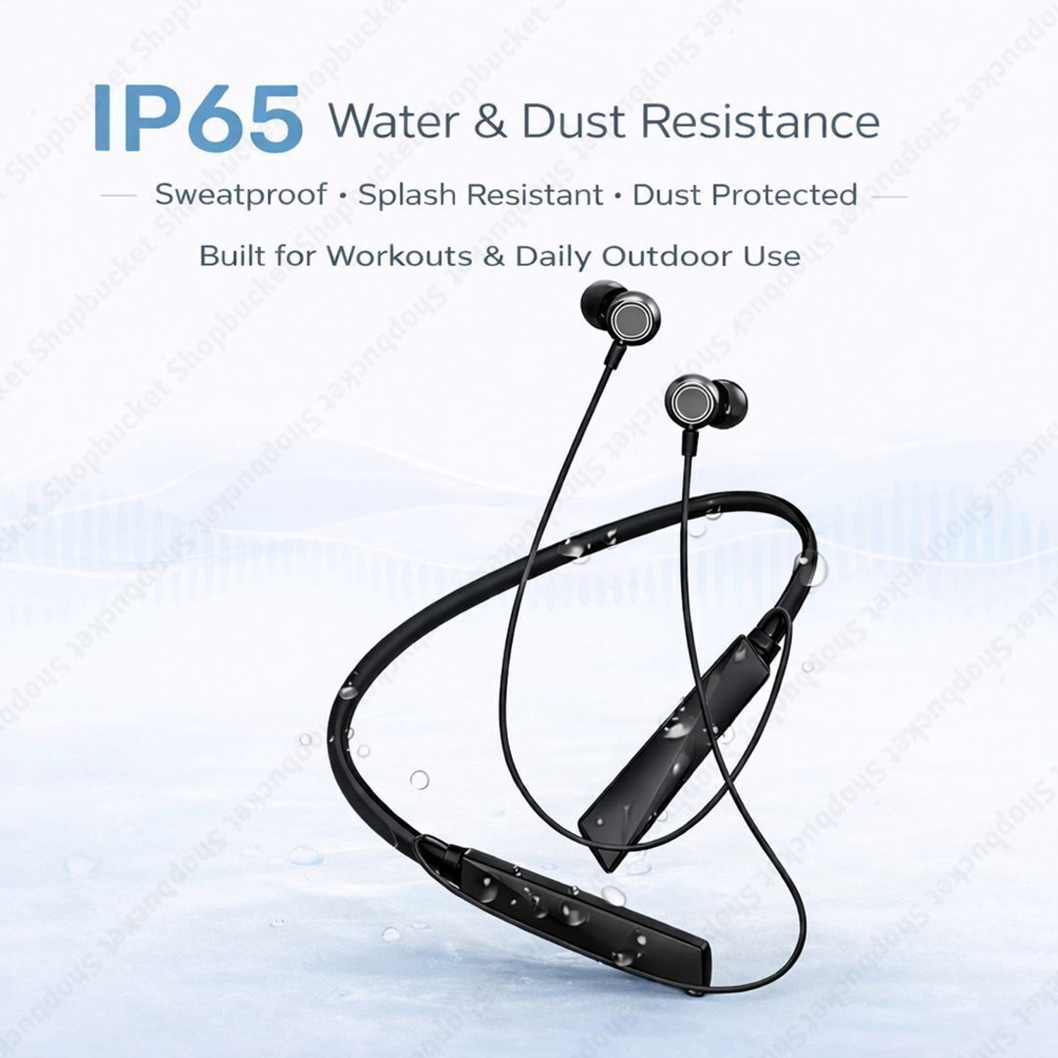 Image of shopbucket Wireless Bluetooth 5.3 Neckband, 40H Playtime, 13mm Bass, IP65 Rated Bluetooth