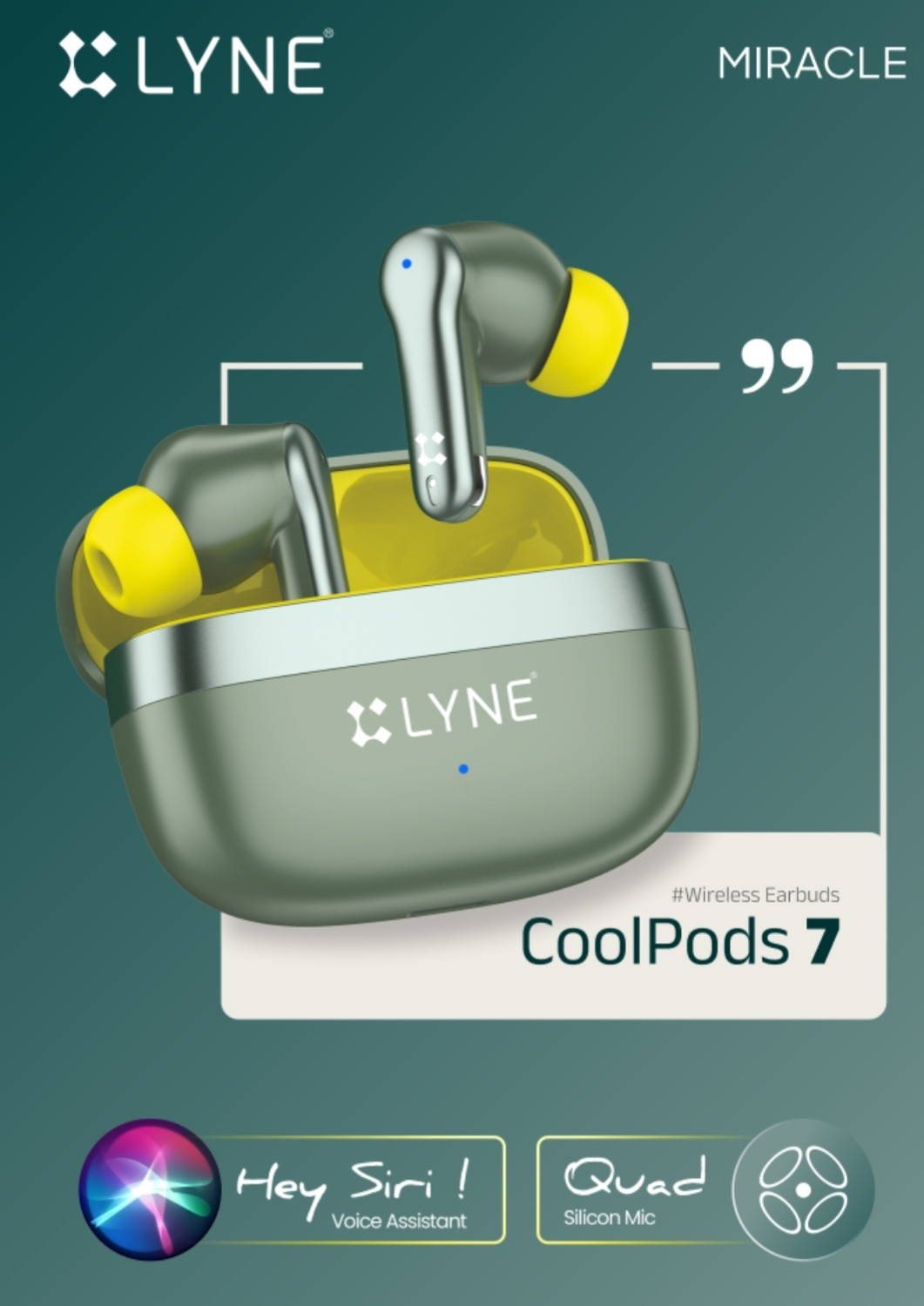 Image of LYNE CoolPods 7 True Wireless Earbuds with Mic, Noise Reduction & Bluetooth 5.3 Bluetooth