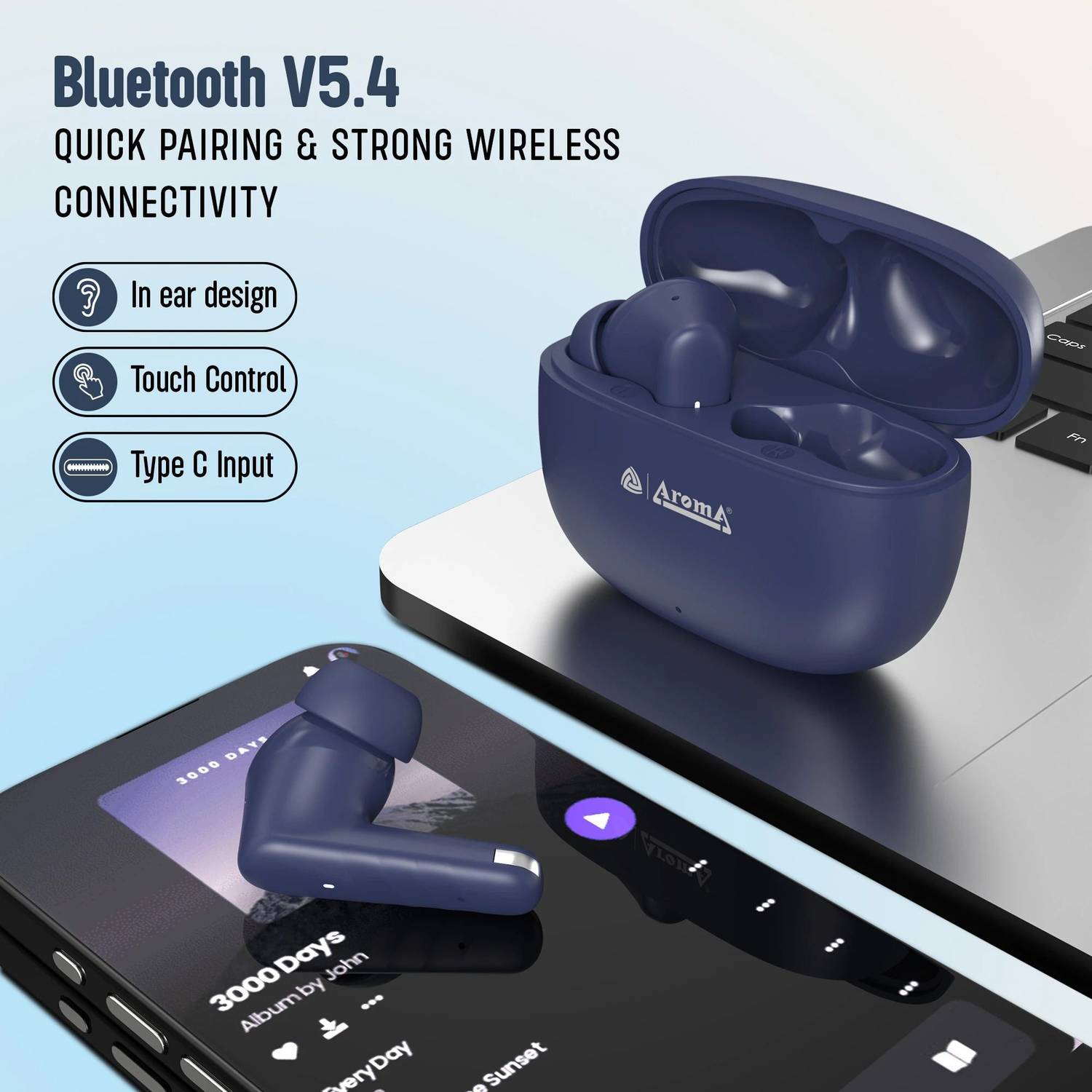 Aroma NB126 Berry V5.4 Bluetooth Earbuds - Image 3