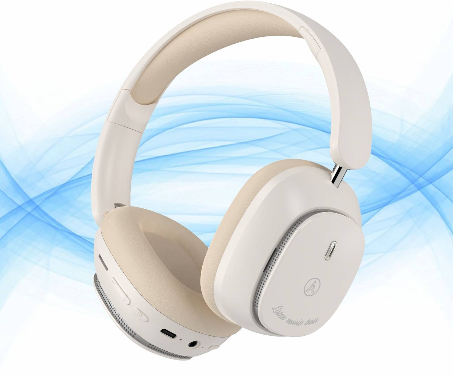 Pii Tech Aura X - ANC Bluetooth & Wired Headset (Soft Almond, On