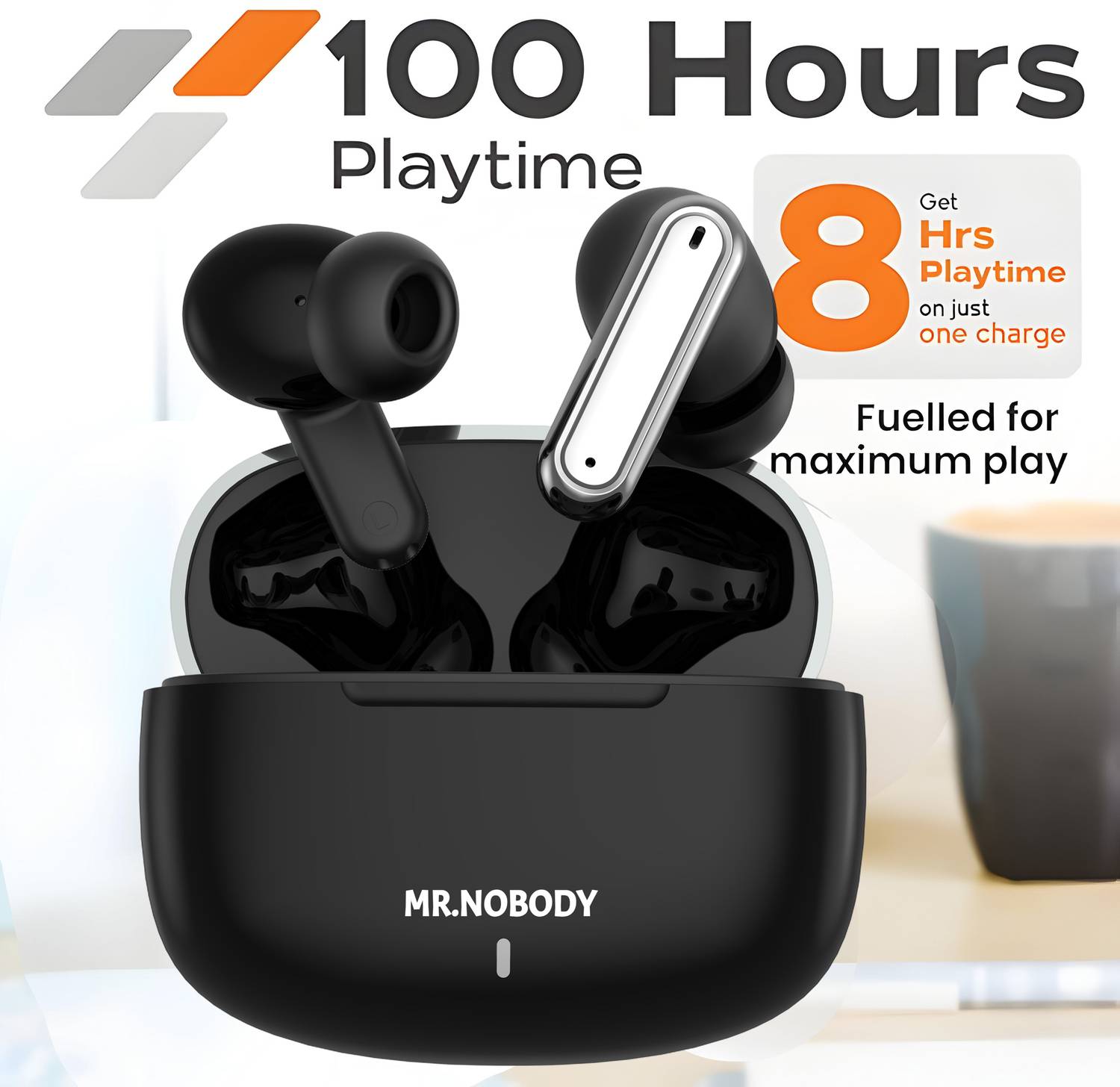 MR.NOBODY Ultrabuds with Latest BT v6.0,40Hr Playtime,13mm Dynamic Drivers,Rich Bass A491 Bluetooth