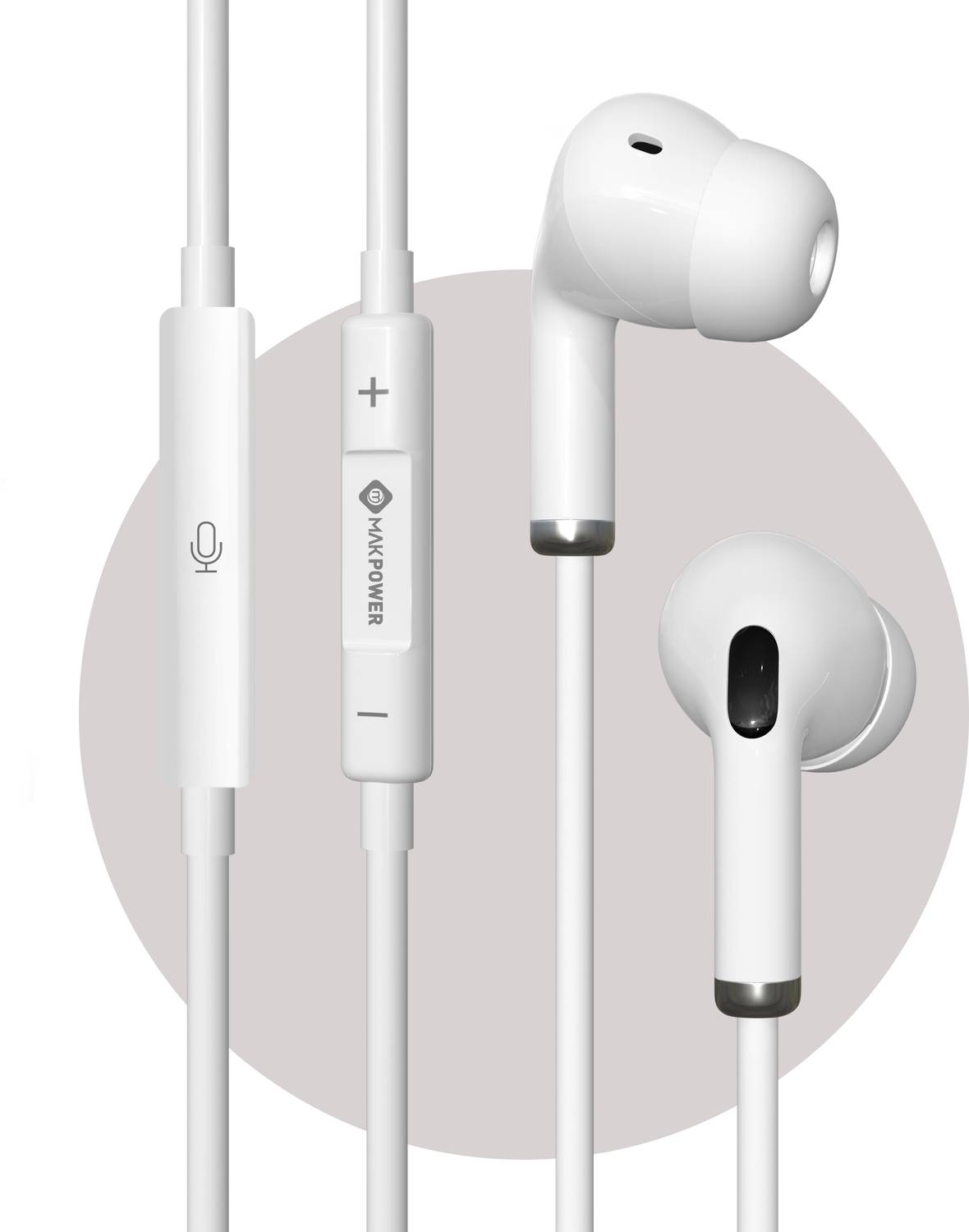 MAK POWER Type C Wired Headphones with Clear Sound and Comfortabl