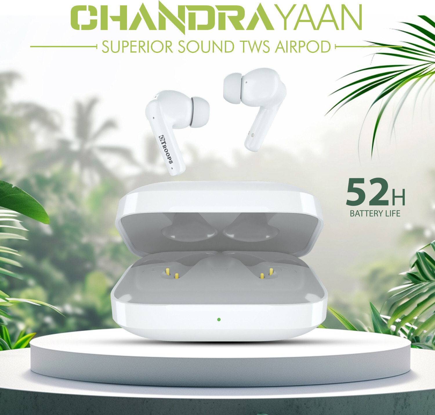 Image of TP TROOPS TROOPS Buds Truly Wireless Earbuds 52H Playtime, Quad Mic with ENC,10mm,BTv5.0 Bluetooth Gaming