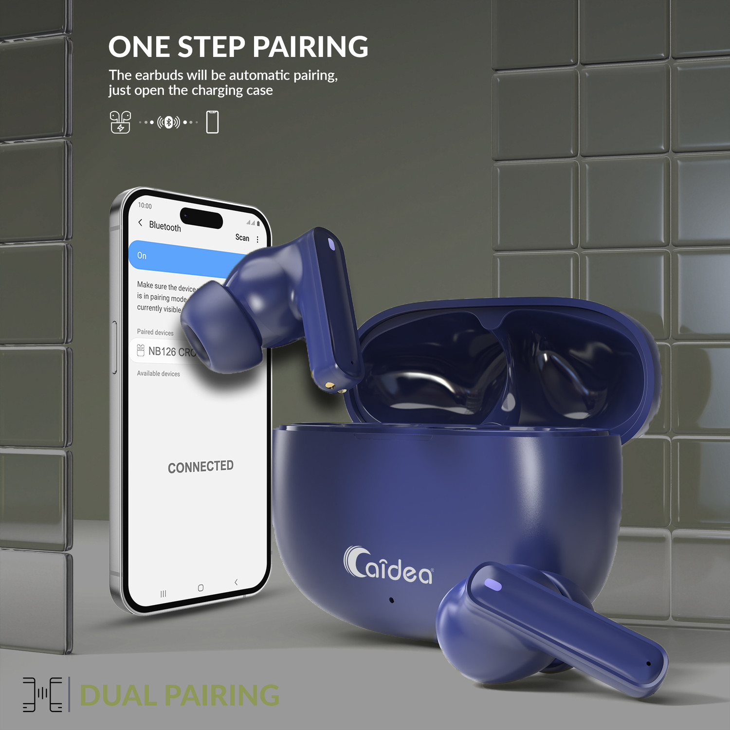 Image of Caidea TW88 Candy V5.4, Upto 60Hr Playtime* Dual Pairing Fast Charging Earbuds Bluetooth