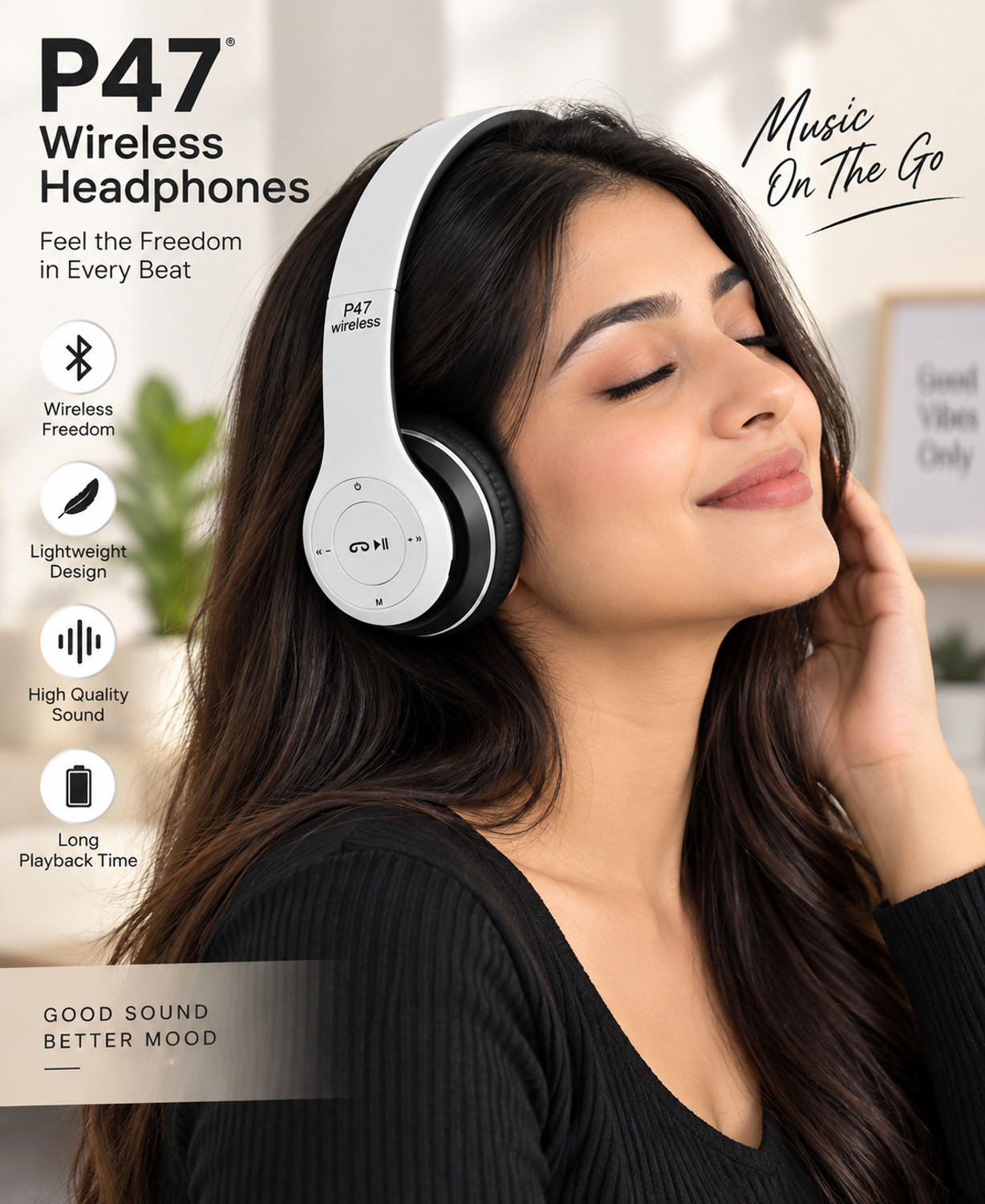 Image of ShreeVistaar Wireless Headphones for Mobile Music Calls and Gaming Bluetooth