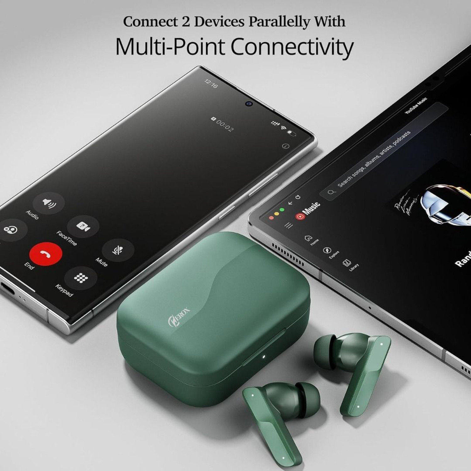 Image of WEROX NB-800- TWS In-Ear AirBud Wireless Earphone Stereo Bass 800mAh Battery Charger Bluetooth Gaming
