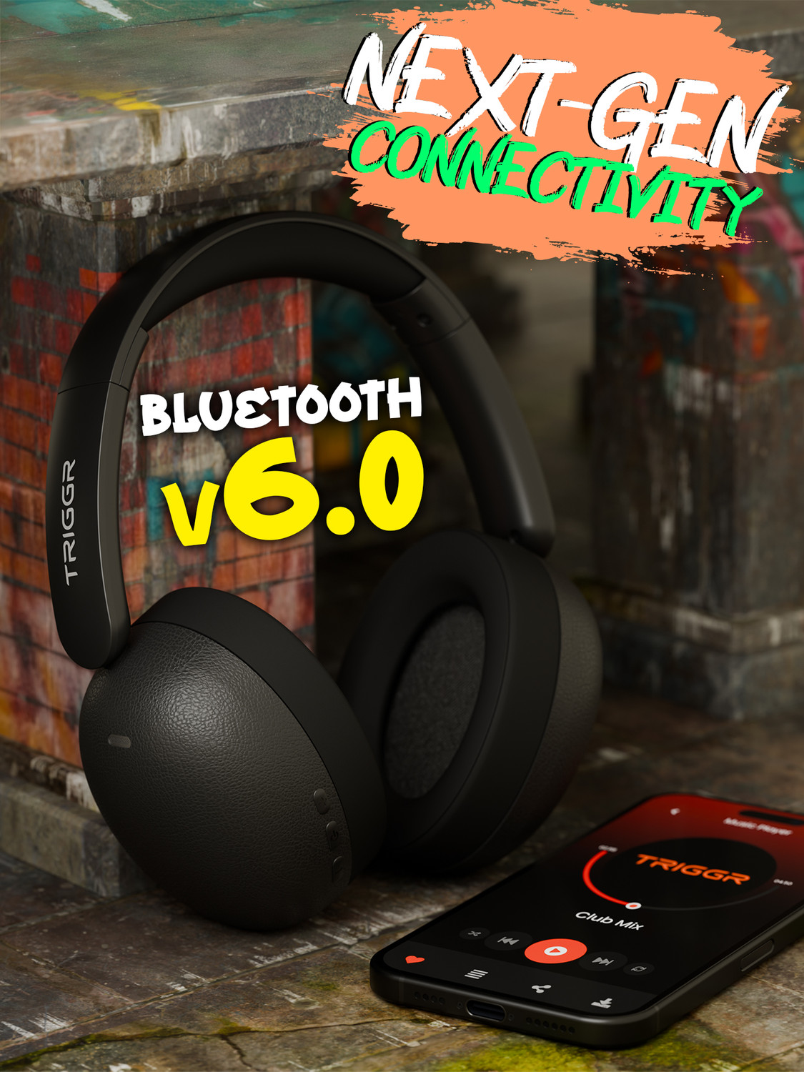 Image of TRIGGR Punkheadz Z3 with BT v6.0, 50H Battery, Dual Pairing, 40mm Drivers, ENC Bluetooth