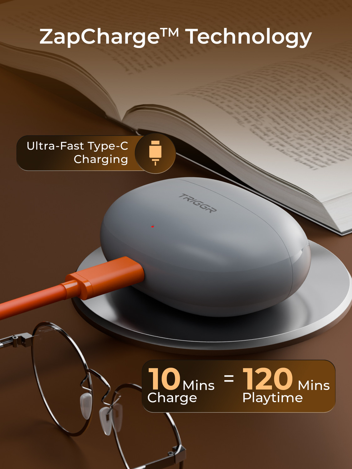 Image of TRIGGR Ultrabuds Go with 40H Playtime, AI ENC, Dynamic Drivers, Type-C Fast Charging Bluetooth