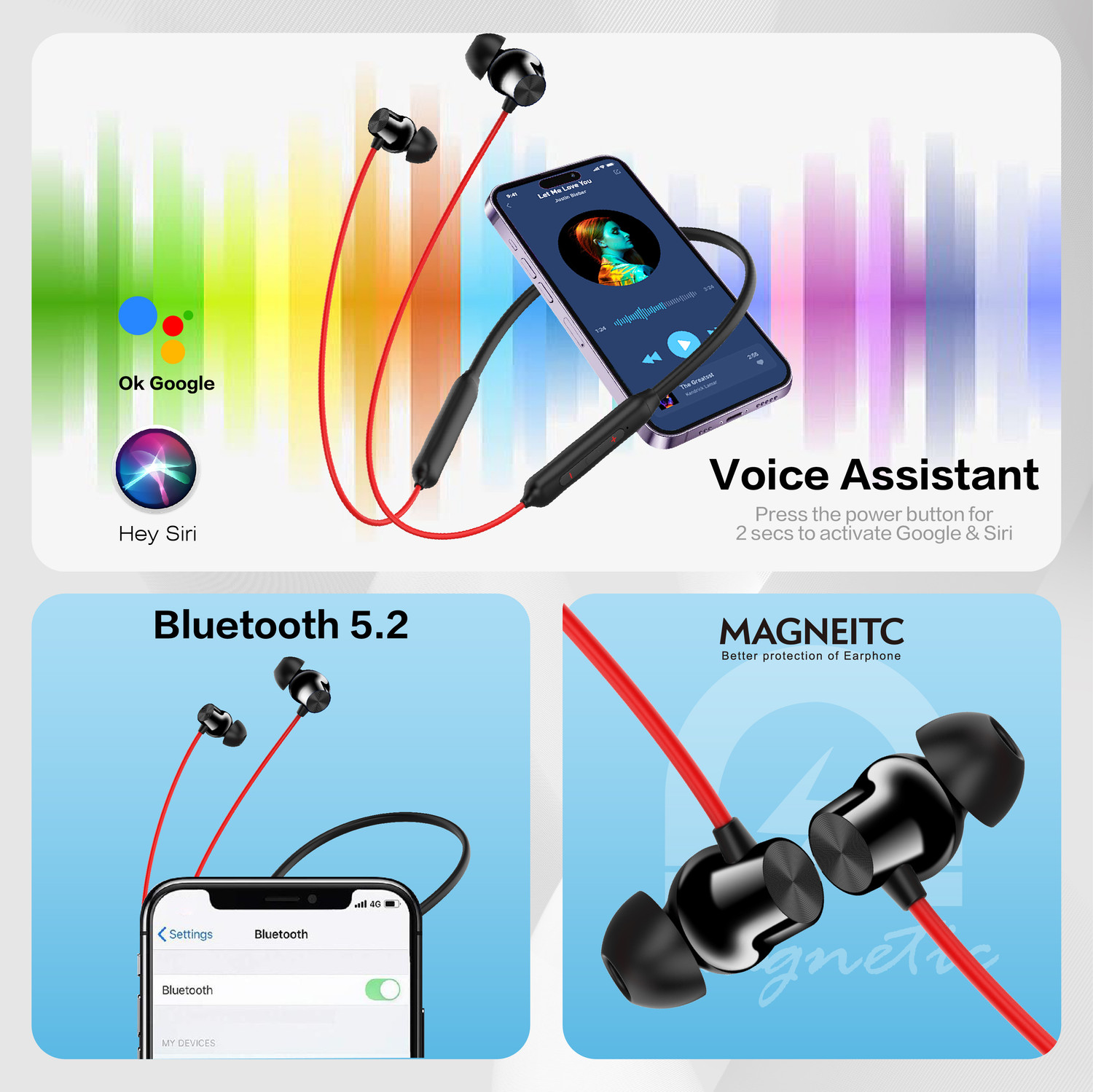 Image of TECHFIRE T60 Bullets Wireless Z Bass Edition Neckband headphone with 40 hr playtime Bluetooth