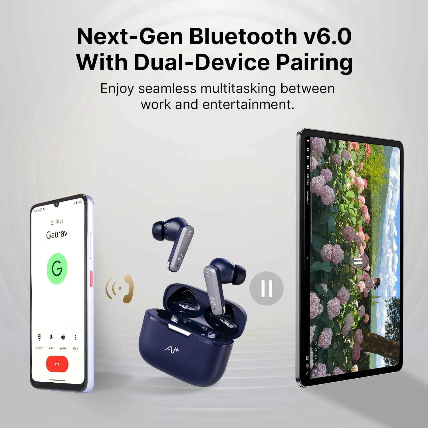 Image of Ai+ NovaPods Pro with 30Hours Playtime, 45ms Ultra-Low Latency, 6Mics Hybrid ANC Bluetooth