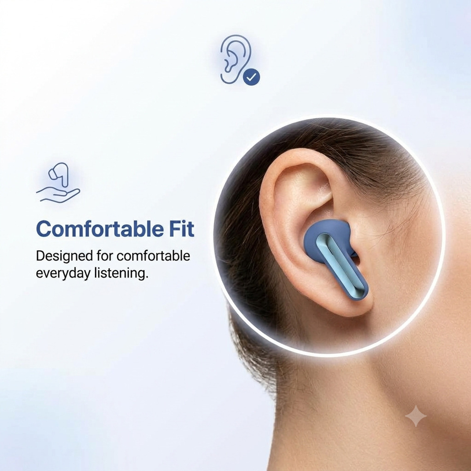 Image of ROAR Bluetooth Earbuds with Clear Music and Comfortable Fit for Work and Travel Bluetooth Headset (Blue, True Wireless)