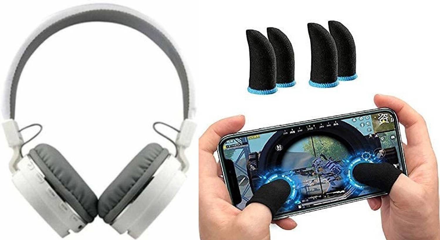 REEPUD HEADPHONE with 2 PAIR PUBG GAMING GLOVES Bluetooth Headset