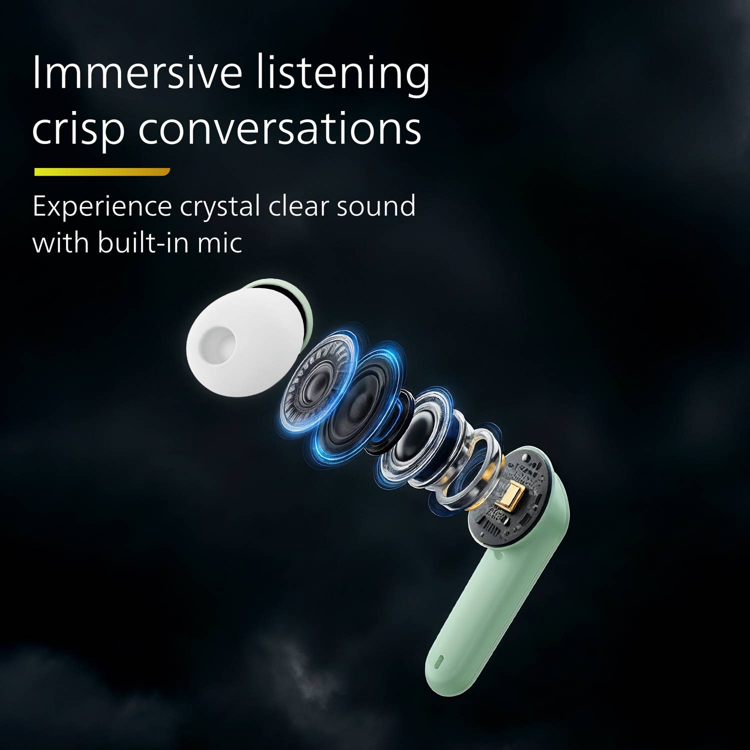 Philips TAT1269 TWS Earbuds, 40H Playtime, Frosty Green - Image 4