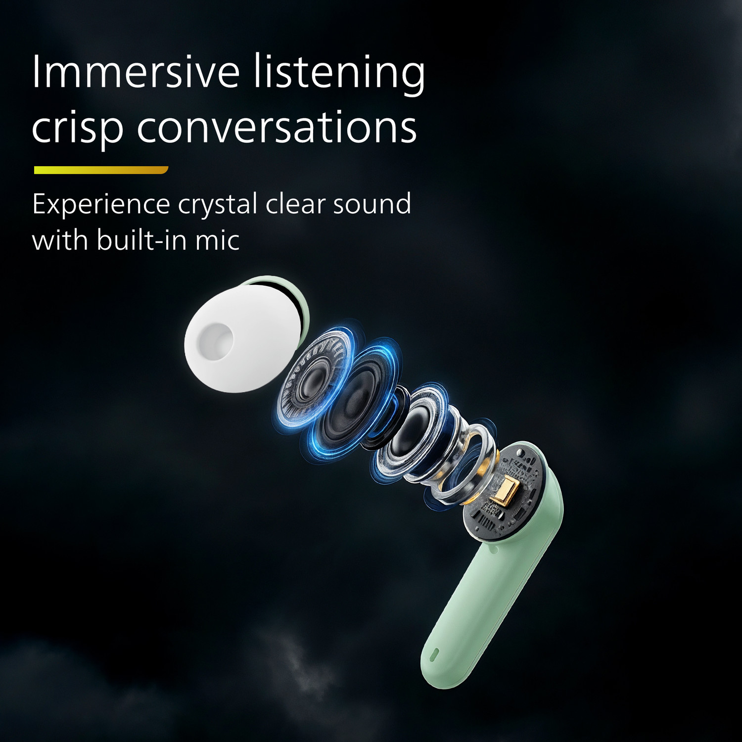 Image of PHILIPS TAT1269 TWS Earbuds, 40H Playtime, BT 5.4, IPX5, Frosty Green Bluetooth