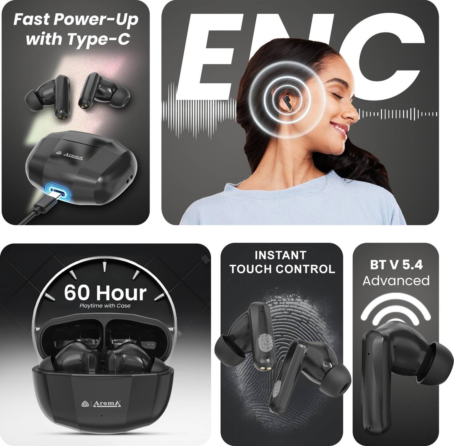 Aroma TWS4 V5.4 Bluetooth Earbuds - Image 2