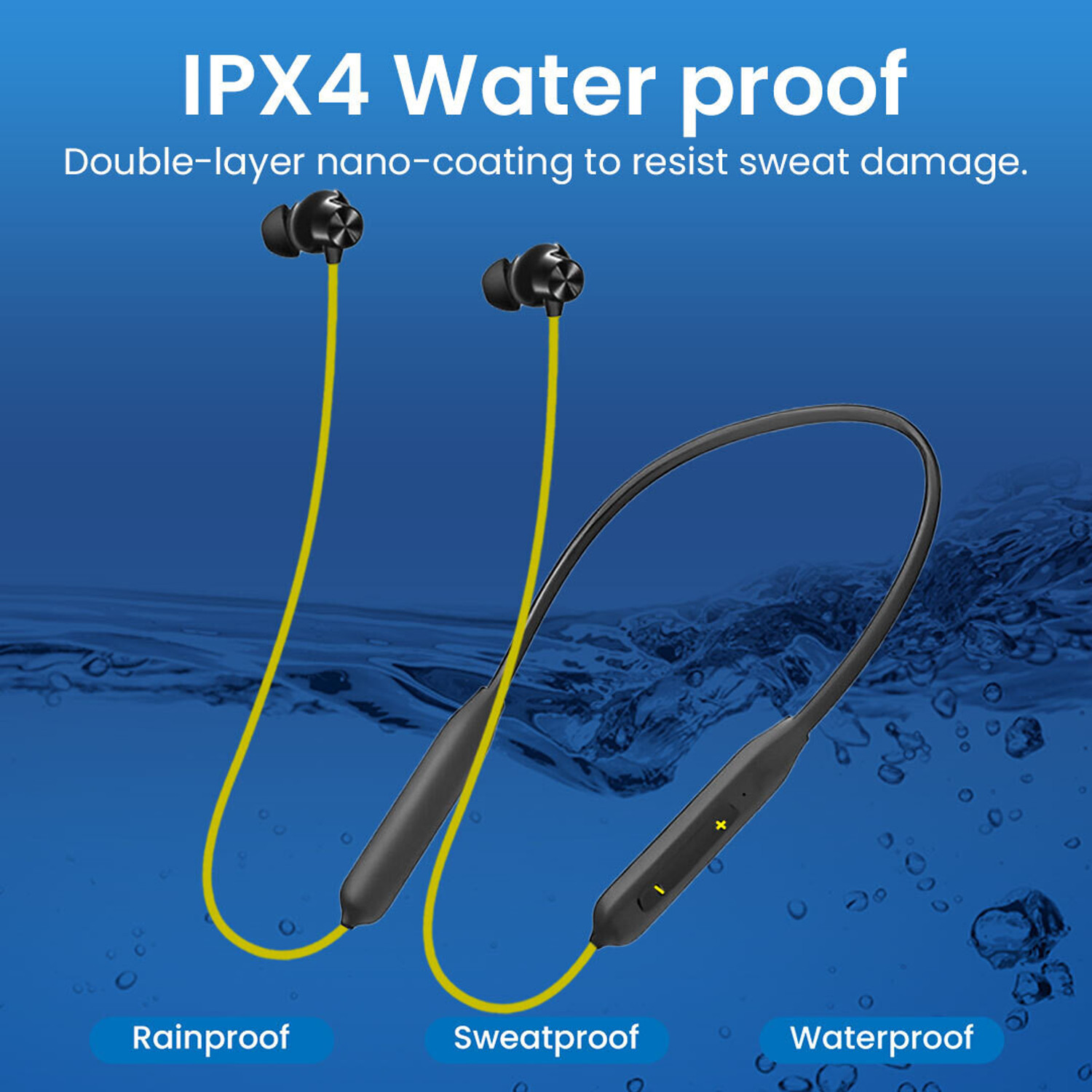 Image of MAK Bluetooth Neckband, Fast Type C Charge, Built-in Mic, ENC, Upto 48 Hrs Playtime Bluetooth Headset (Yellow, Black, In the Ear)
