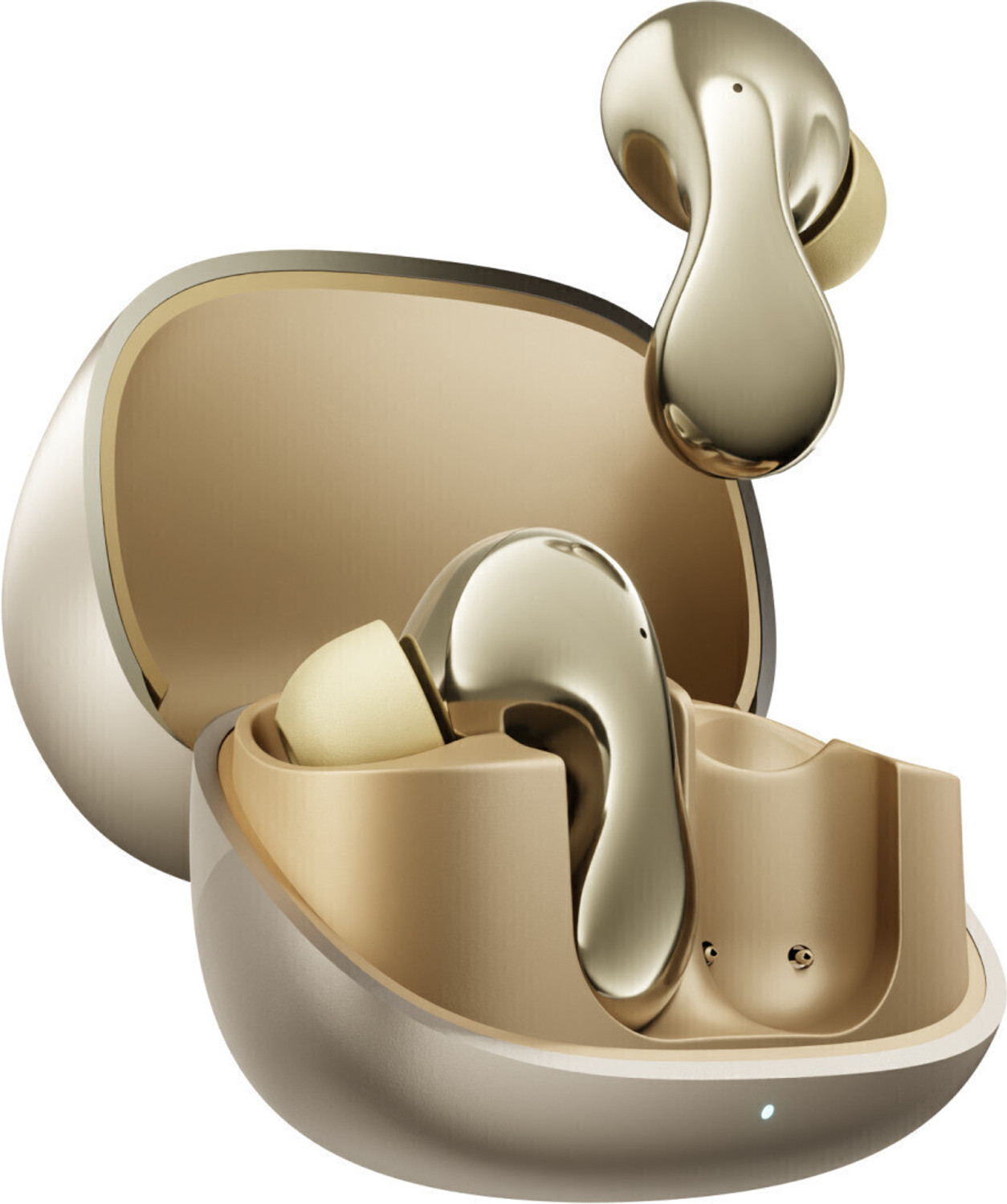 Image of Mivi AI-Buds (Breakthrough Launch), World's 1st Human-like AI, Android Only Bluetooth Headset (Champagne, In the Ear)