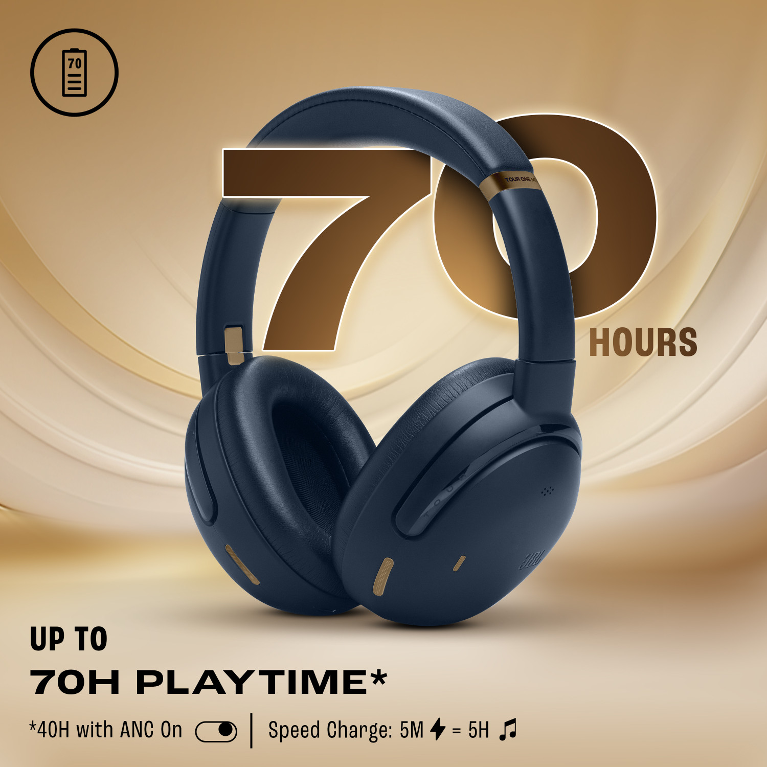Image of JBL Tour One M3 Over Ear Headphones with ANC 2.0, Hi-Res LDAC Audio, 70Hrs Playback Bluetooth