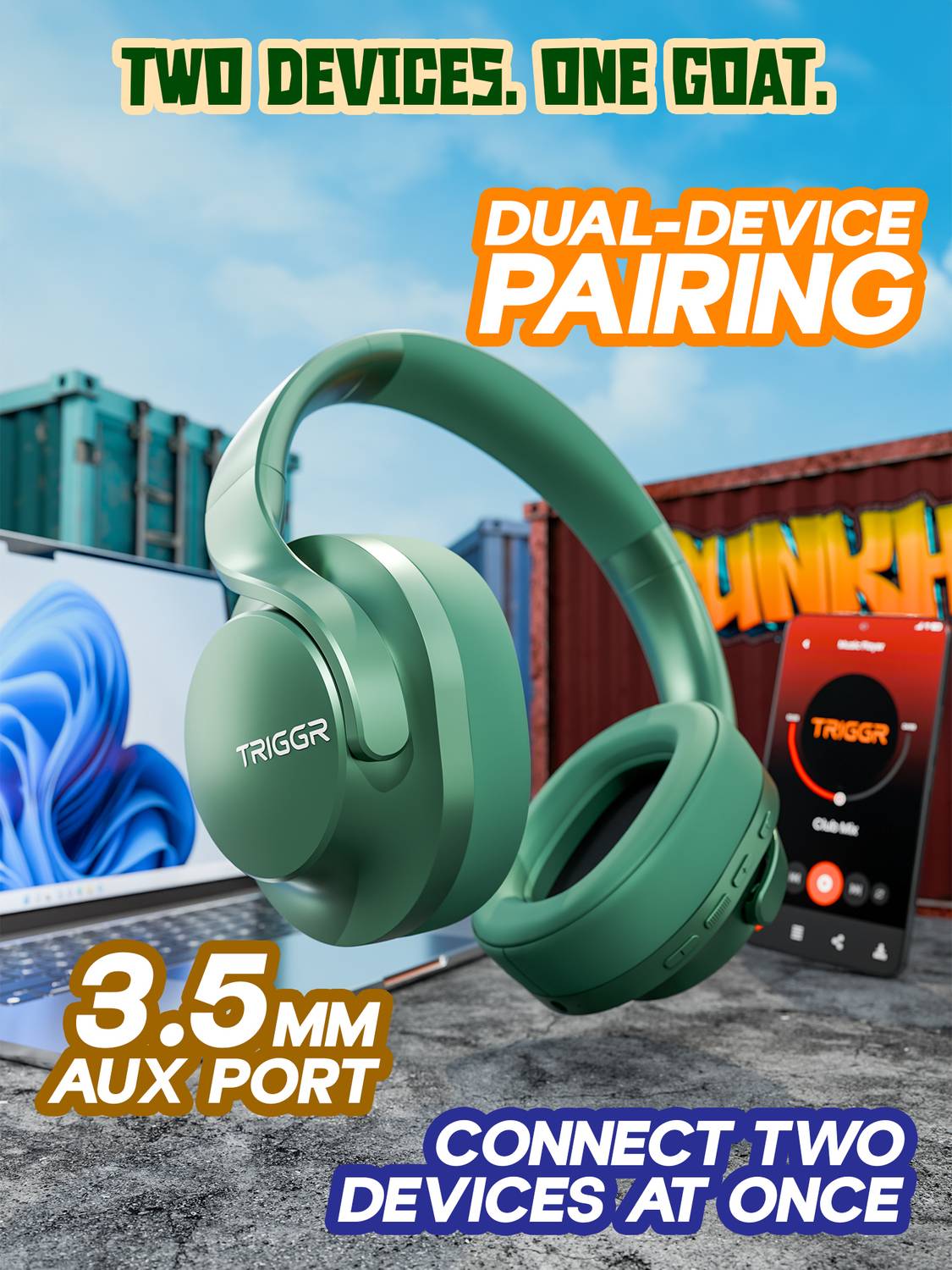 TRIGGR Punkheadz Z2 50H Battery Bluetooth Headphones - Image 4