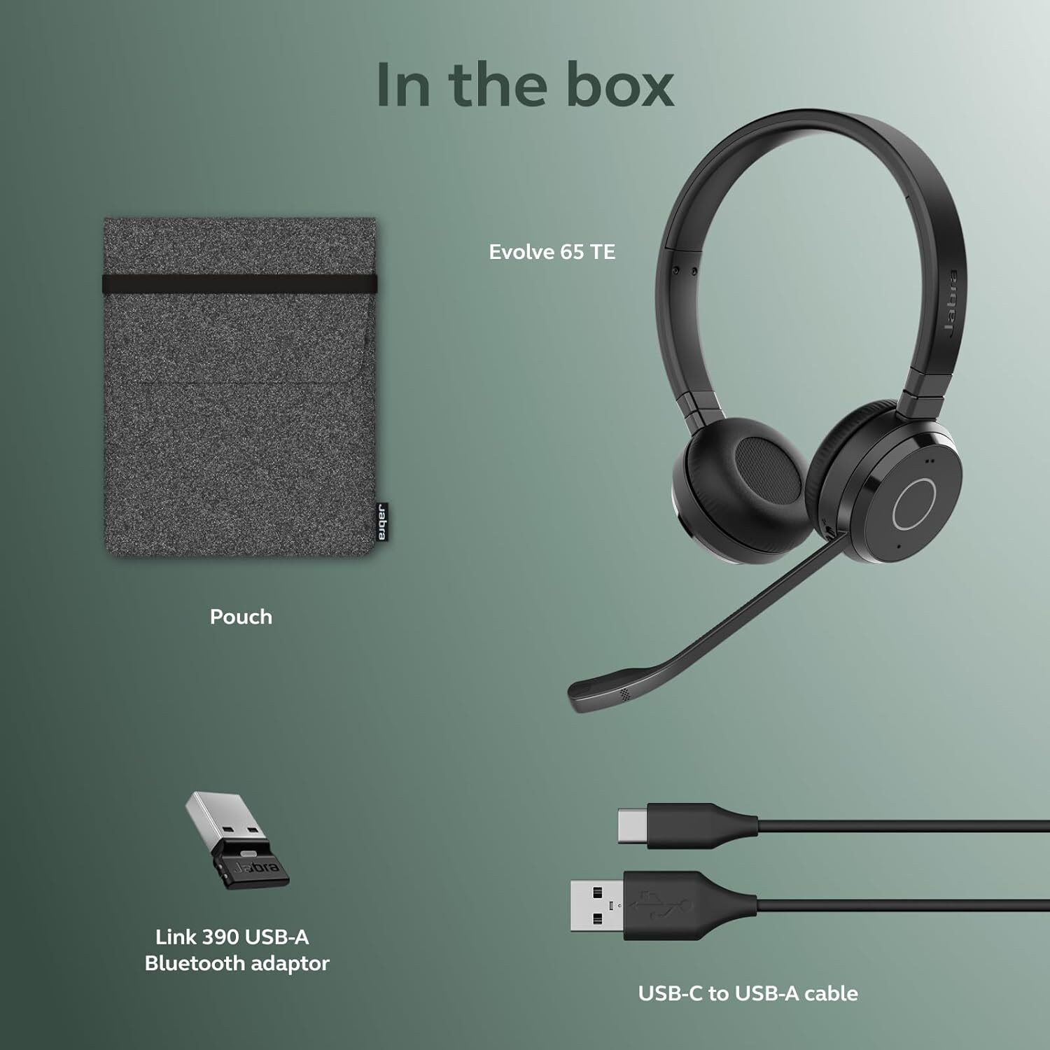Image of JABRA Evolve 65 TE MS Bluetooth Office Headset with Mic, USB-A Link Bluetooth