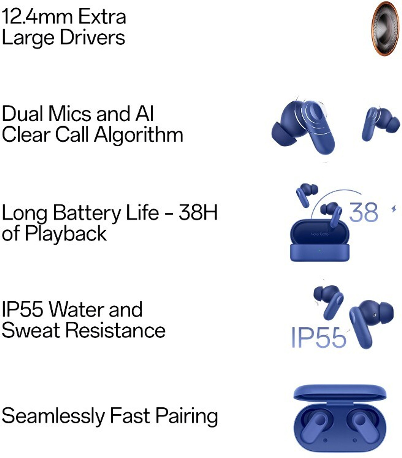 Image of DYE VRGIN True Wireless Earbuds Nord R2 CE Mobile Earbuds with Mic 2r, 12.4mm Drivers Bluetooth