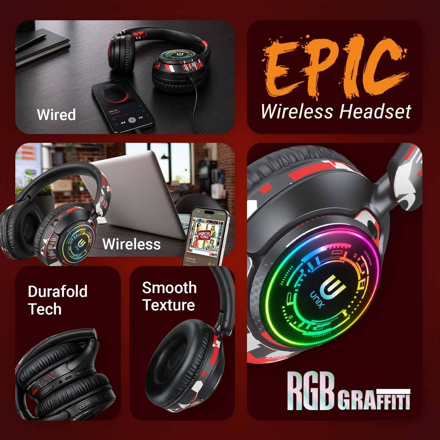 Unix Epic Graffit Wireless Over Ear Headphones - Image 2