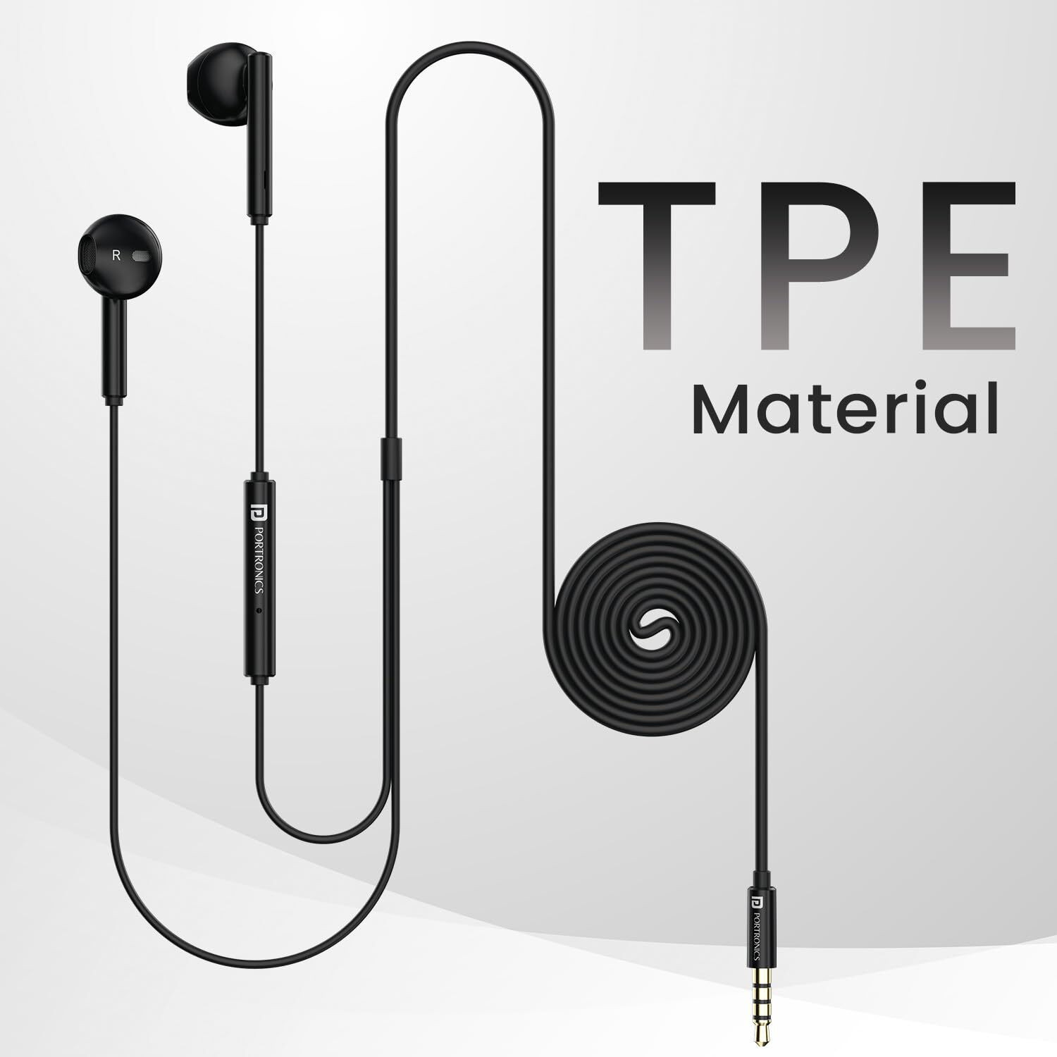 Image of Portronics Conch Theta A 3.5mm Wired Earphones with HD Mic, Powerful Audio,Anti Tangle Wired