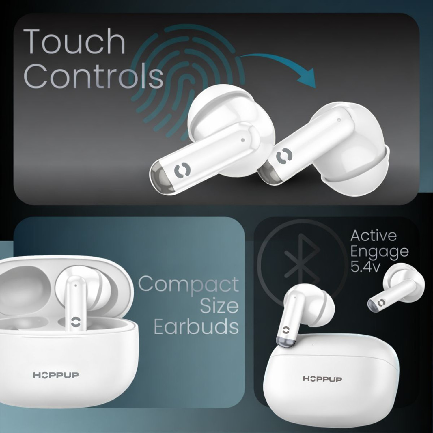 Image of HOPPUP AirDoze H40 Earbuds with 40H PlayTime, 40MS Low Latency, AI ENC & 5.4v Bluetooth