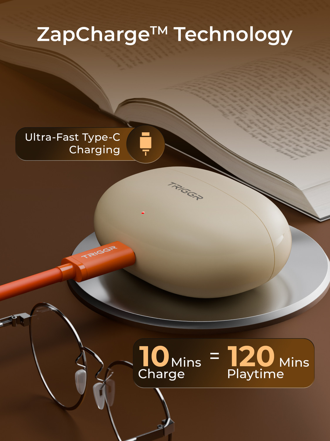 Image of TRIGGR Ultrabuds Go with 40H Playtime, AI ENC, Dynamic Drivers, Type-C Fast Charging Bluetooth