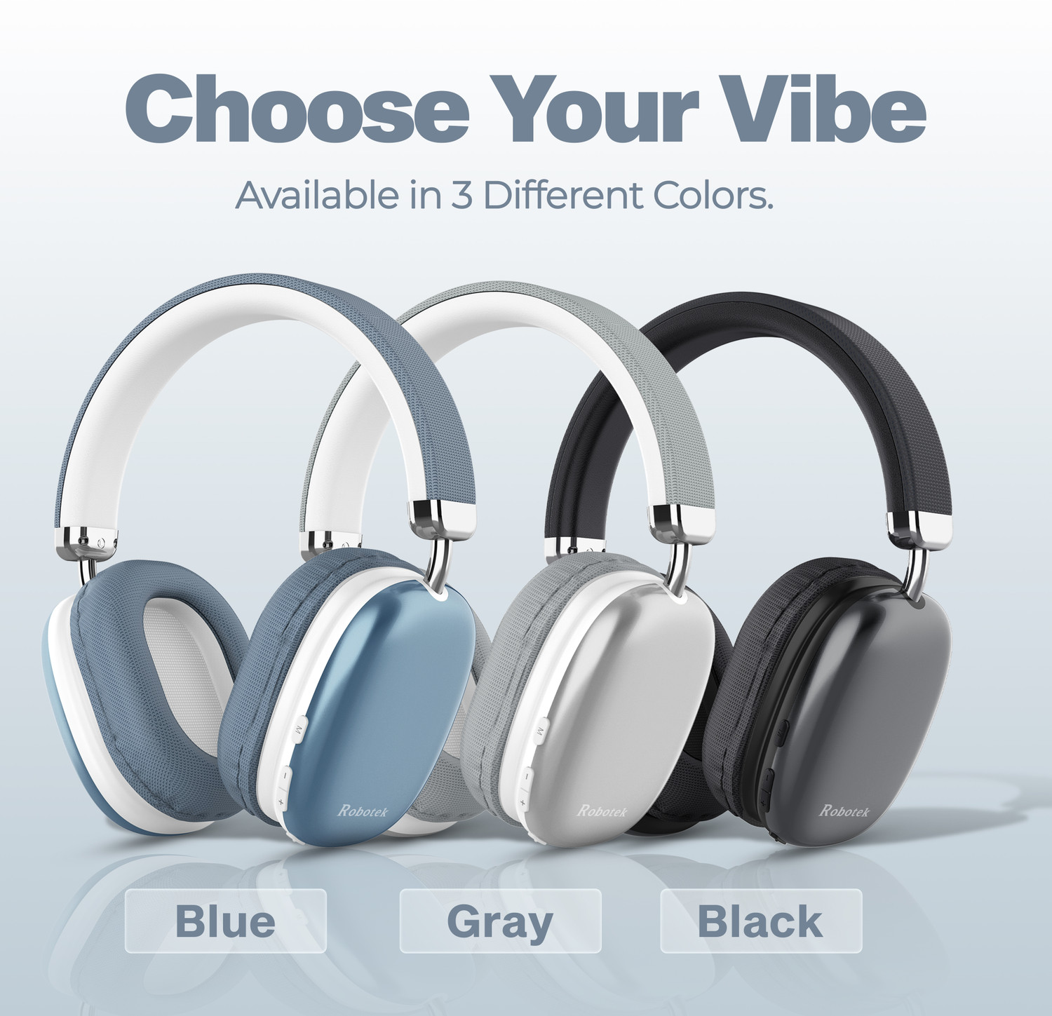 Image of Robotek Banger Bluetooth Headphones, Powerful Bass Stereo Sound, 15 Hrs Playback time Bluetooth