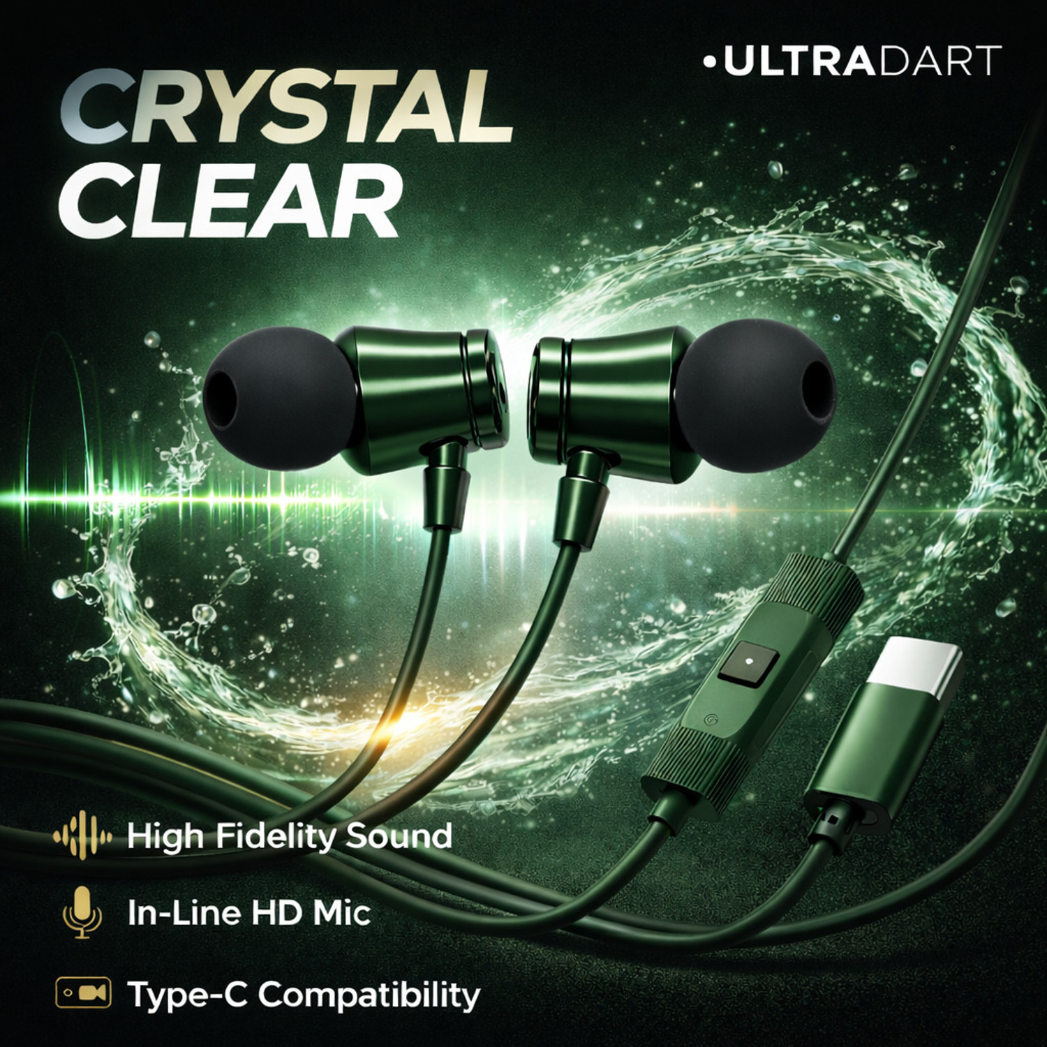 Image of ULTRADART USB Type-C Earphones Wired with Mic | Clear Calling & Music | USB C Devices Wired