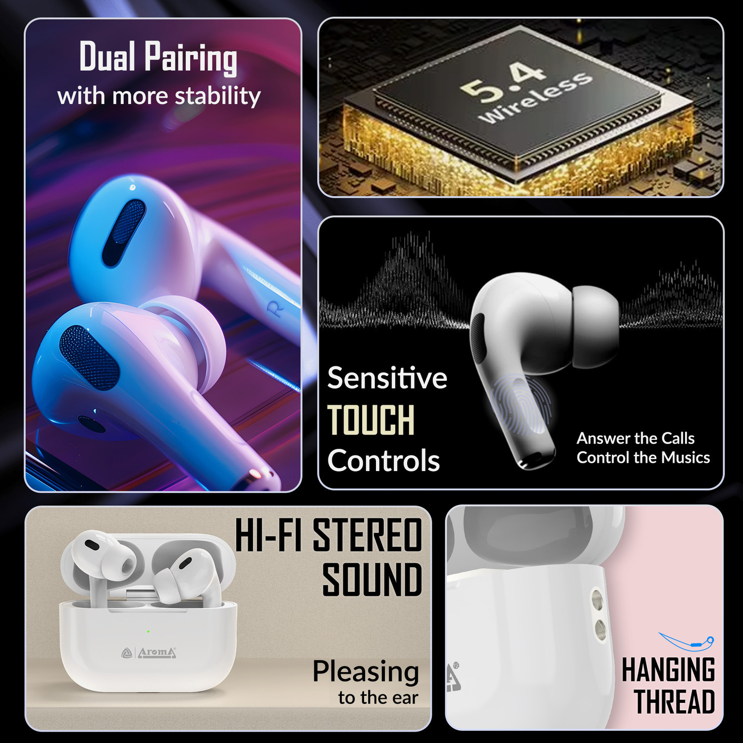 Image of Aroma NB121 Pro Pods Upto 40 Hours Playtime* Dual Pairing, Fast Charging Earbuds Bluetooth Headset