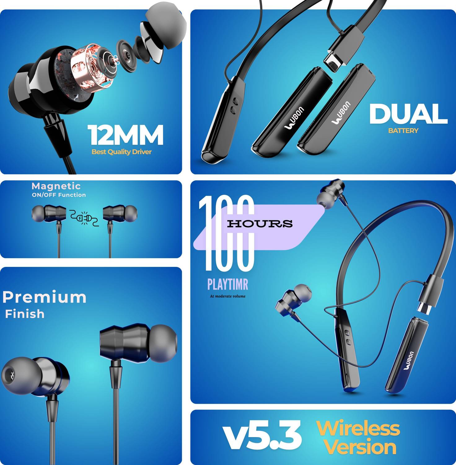 Ubon CL-35 Bluetooth Neckband with 100 Hours Playtime - Image 5