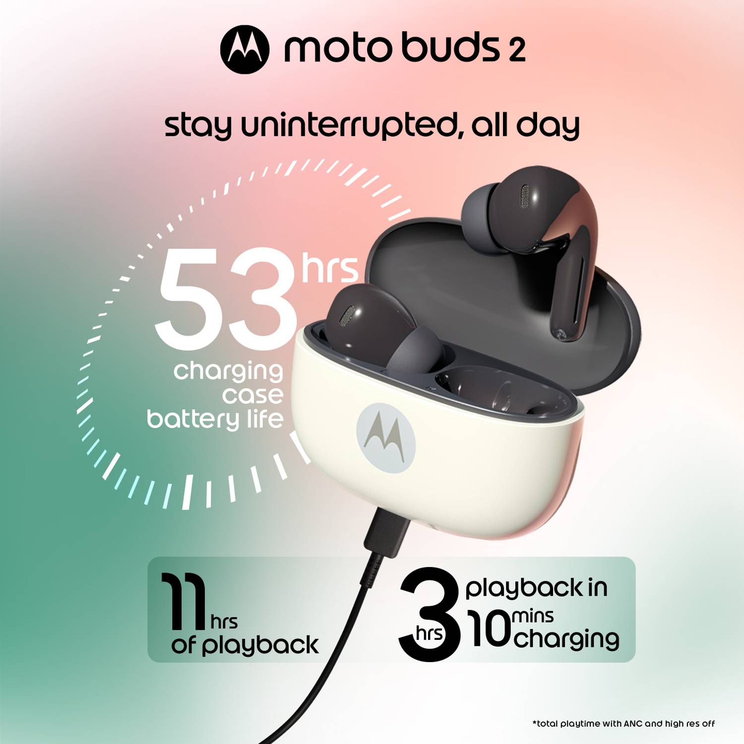 Motorola Buds2 with 55dB ANC, 53 Hours Battery - Image 4