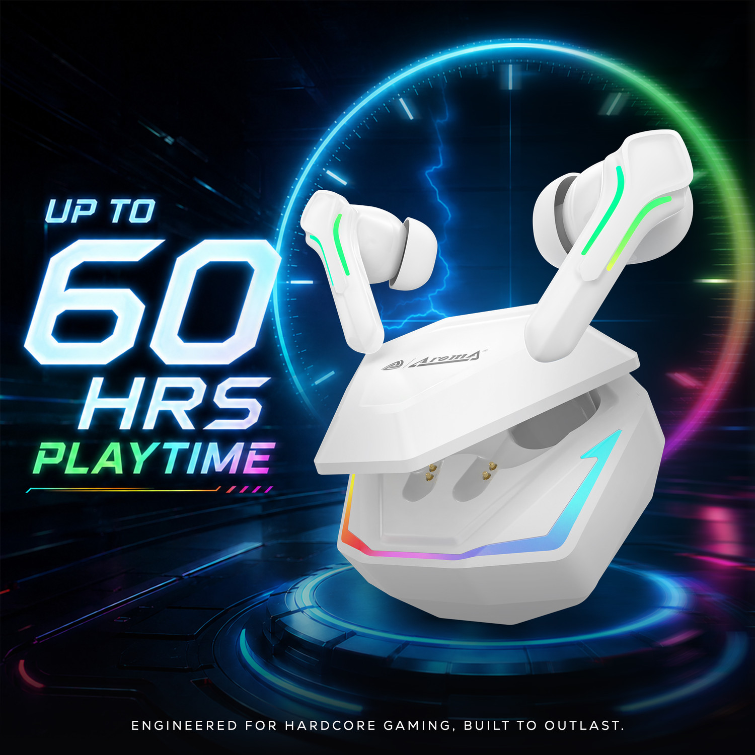Image of Aroma NB138 Bound Pro Upto 60Hr Playtime*Dual Paring, BT V5.3 Fast Charging Heavy Bass Bluetooth