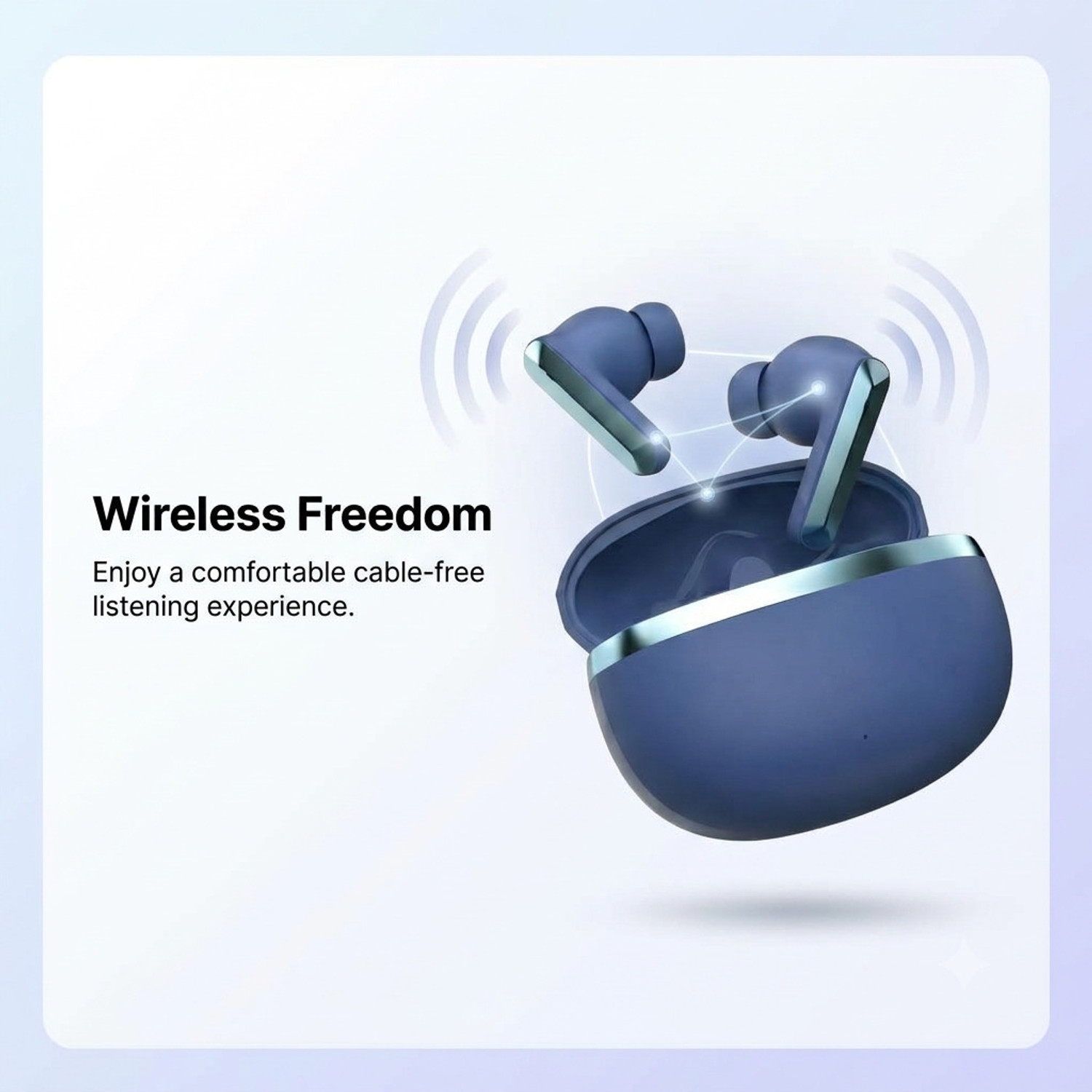 Image of ROAR Bluetooth Earbuds with Clear Music and Comfortable Fit for Work and Travel Bluetooth Headset (Blue, True Wireless)