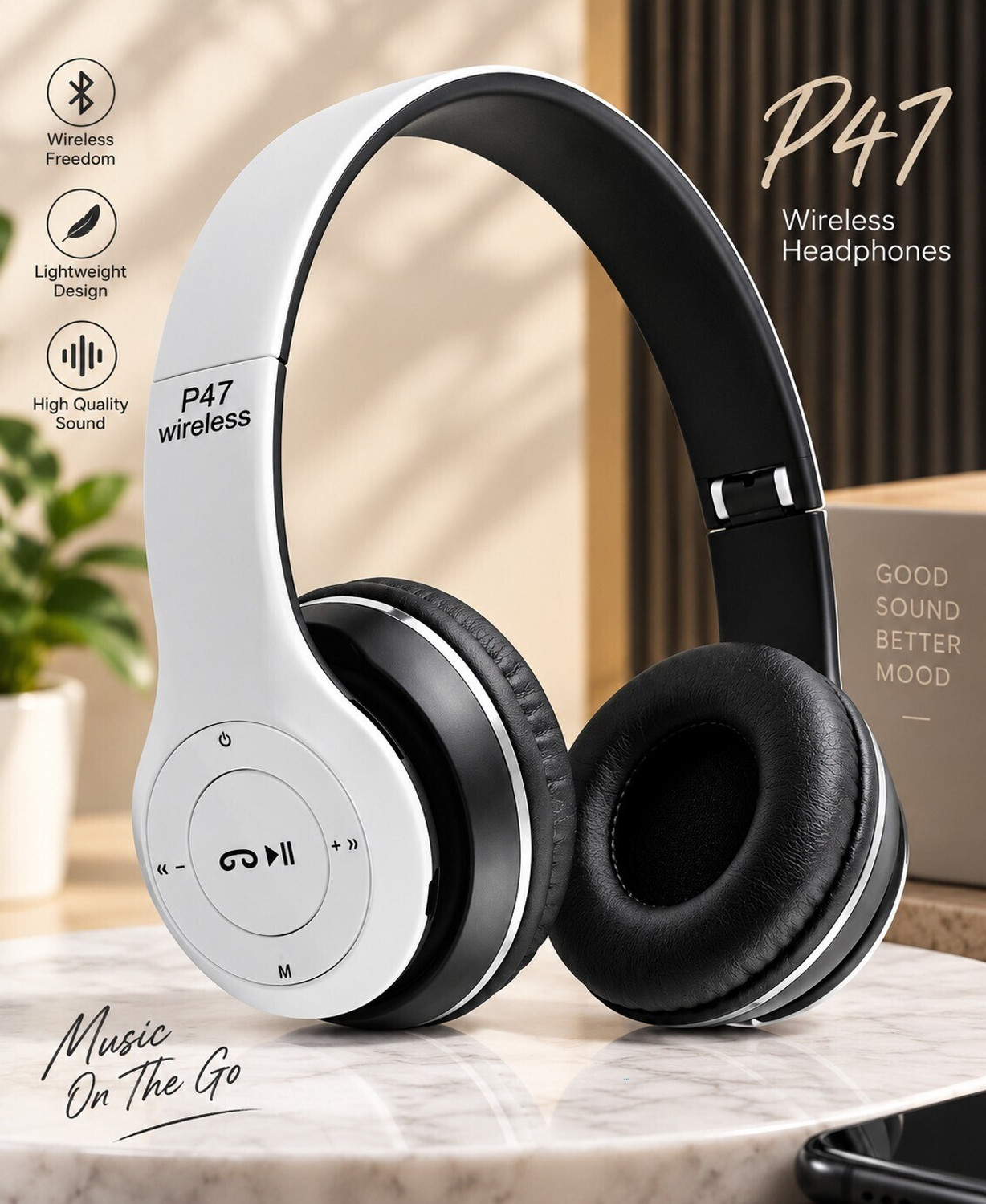 Image of ShreeVistaar Wireless Headphones for Mobile Music Calls and Gaming Bluetooth