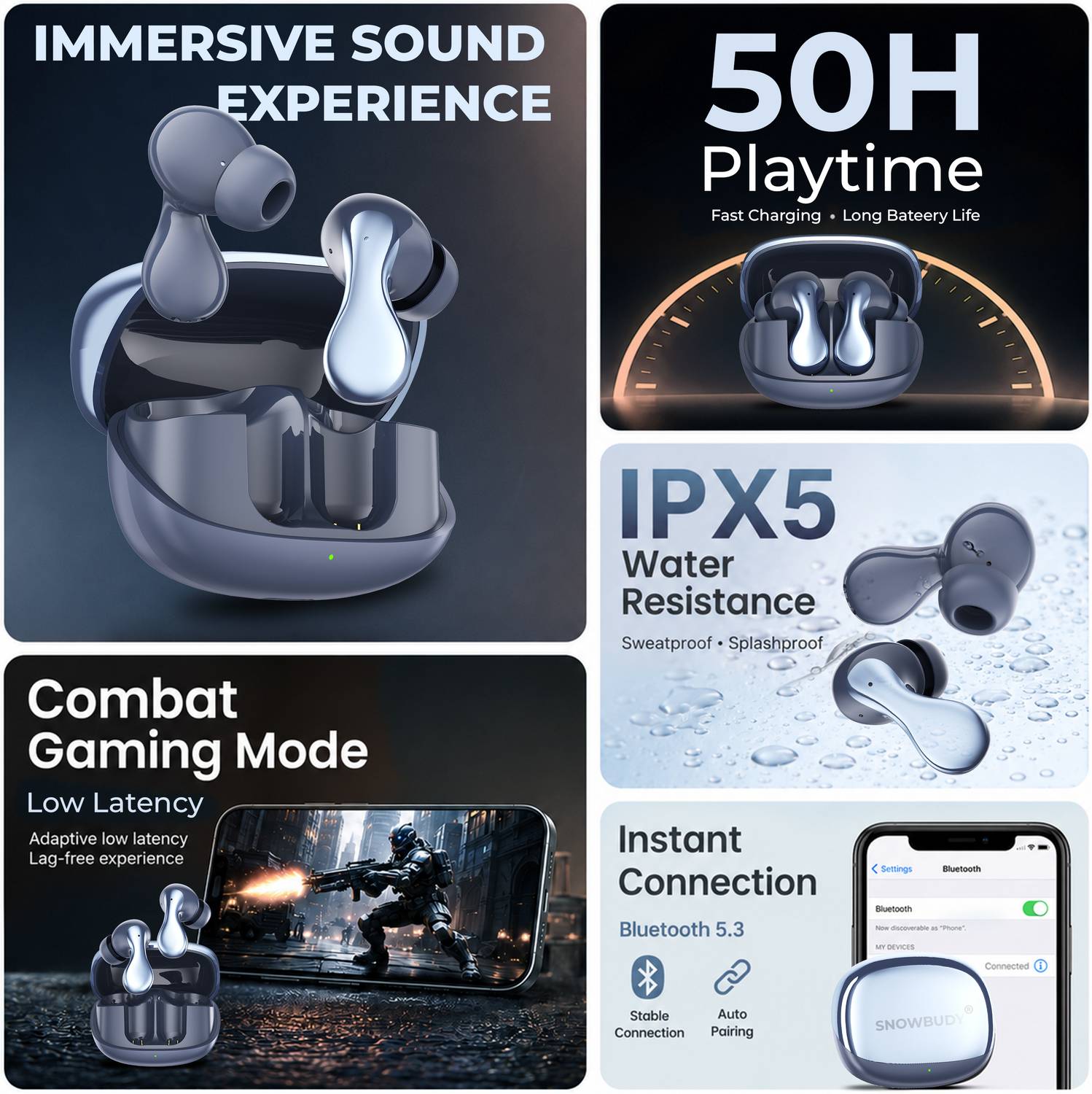 snowbudy SuperPods Immersio Wireless EarBuds - Image 5