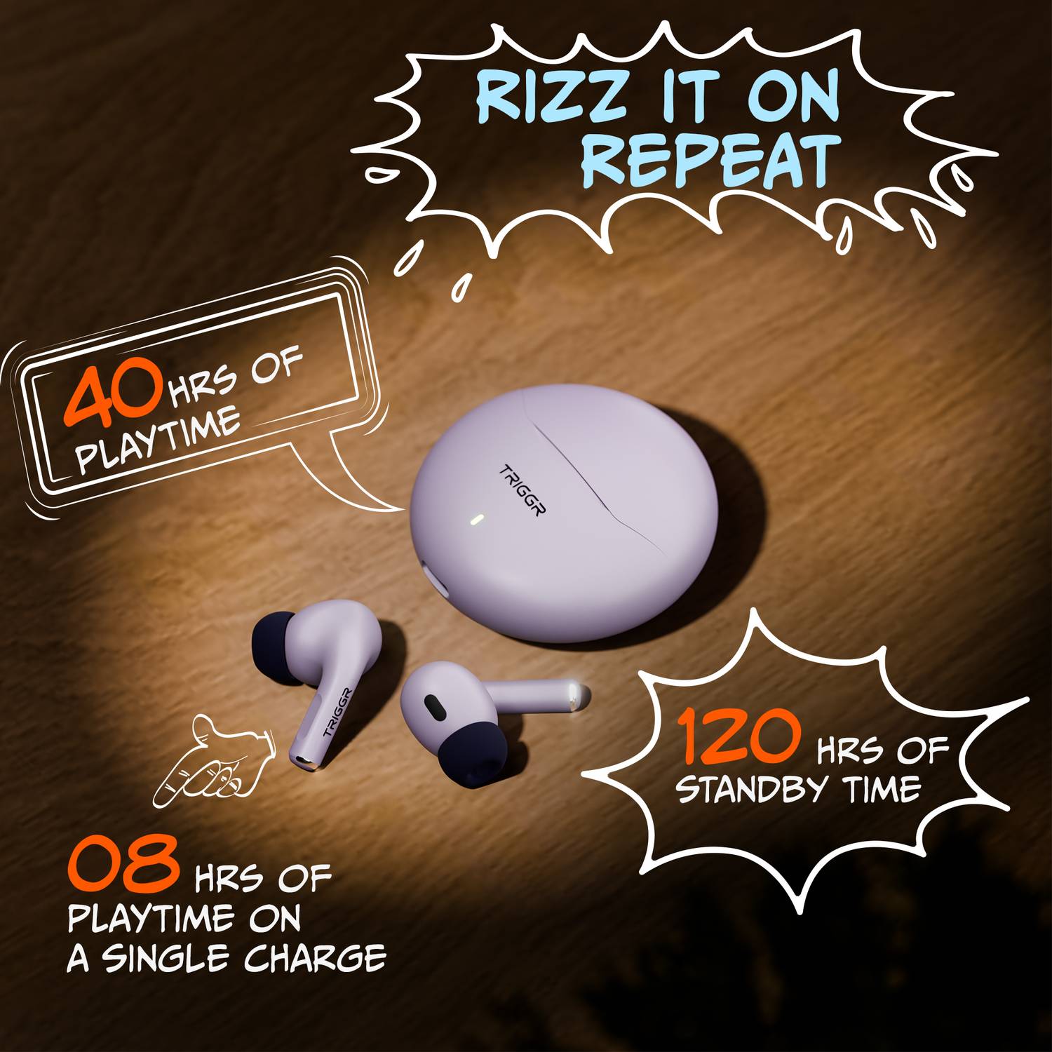 TRIGGR Rizz 40H Playback Bluetooth Earbuds - Image 5
