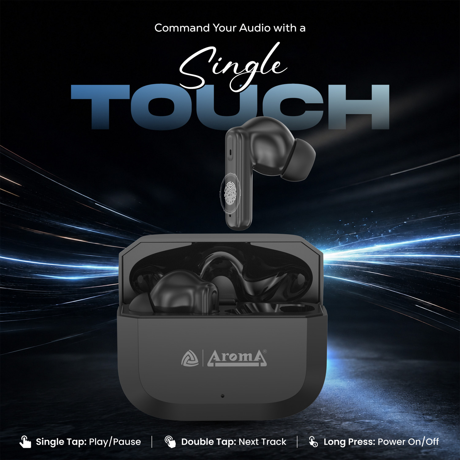 Image of Aroma NB120 Buds 3R Upto 60Hrs Playtime* ENC, Dual Paring, Fast Charging, Heavy Bass Bluetooth