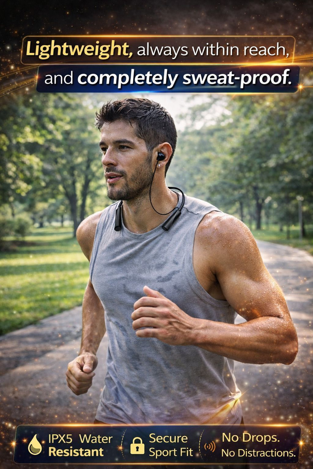Image of shopbucket Wireless Bluetooth 5.3 Neckband, 40H Playtime, 13mm Bass, IP65 Rated Bluetooth