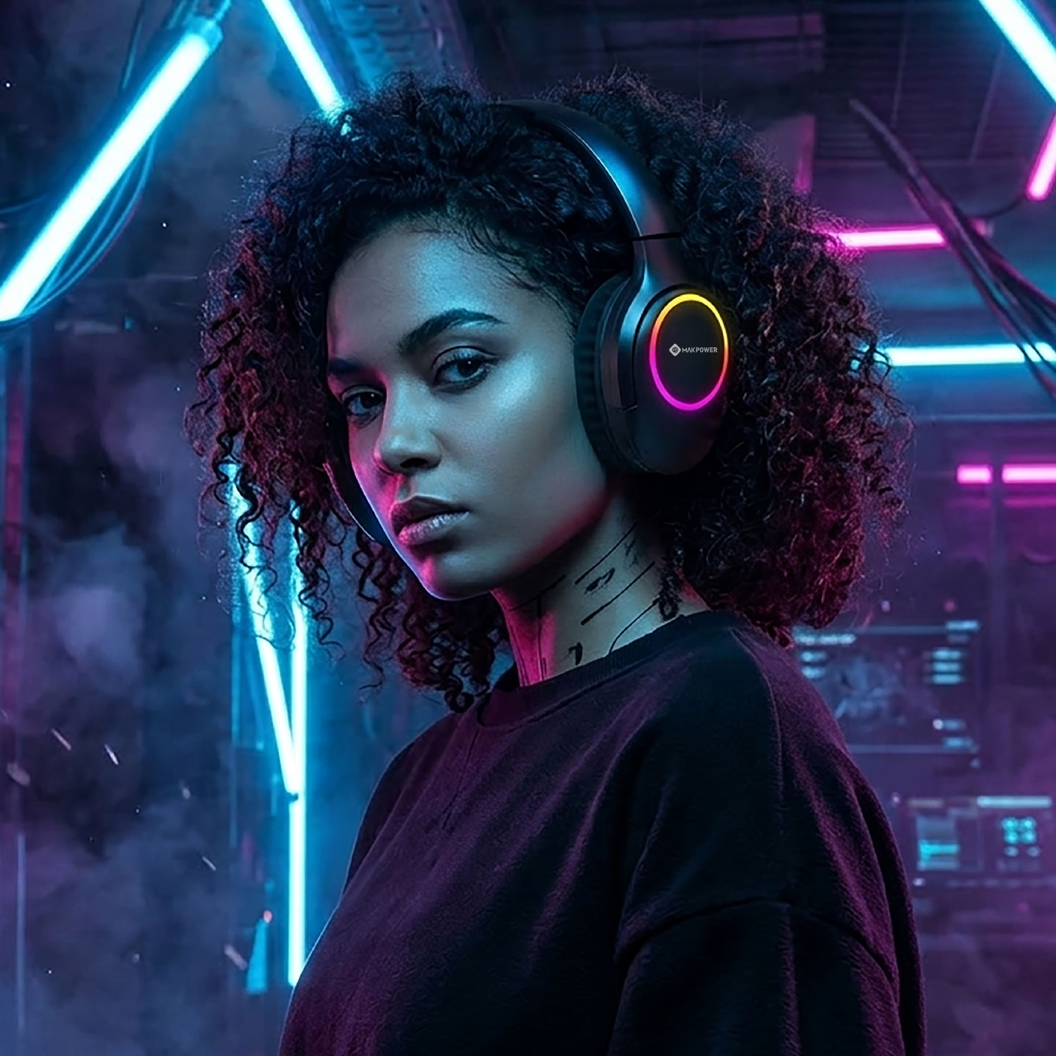 Image of MAK POWER CRUSHER with 60H Playback, Perfect for Music, Gaming & Calls Wireless Over-Ear Bluetooth