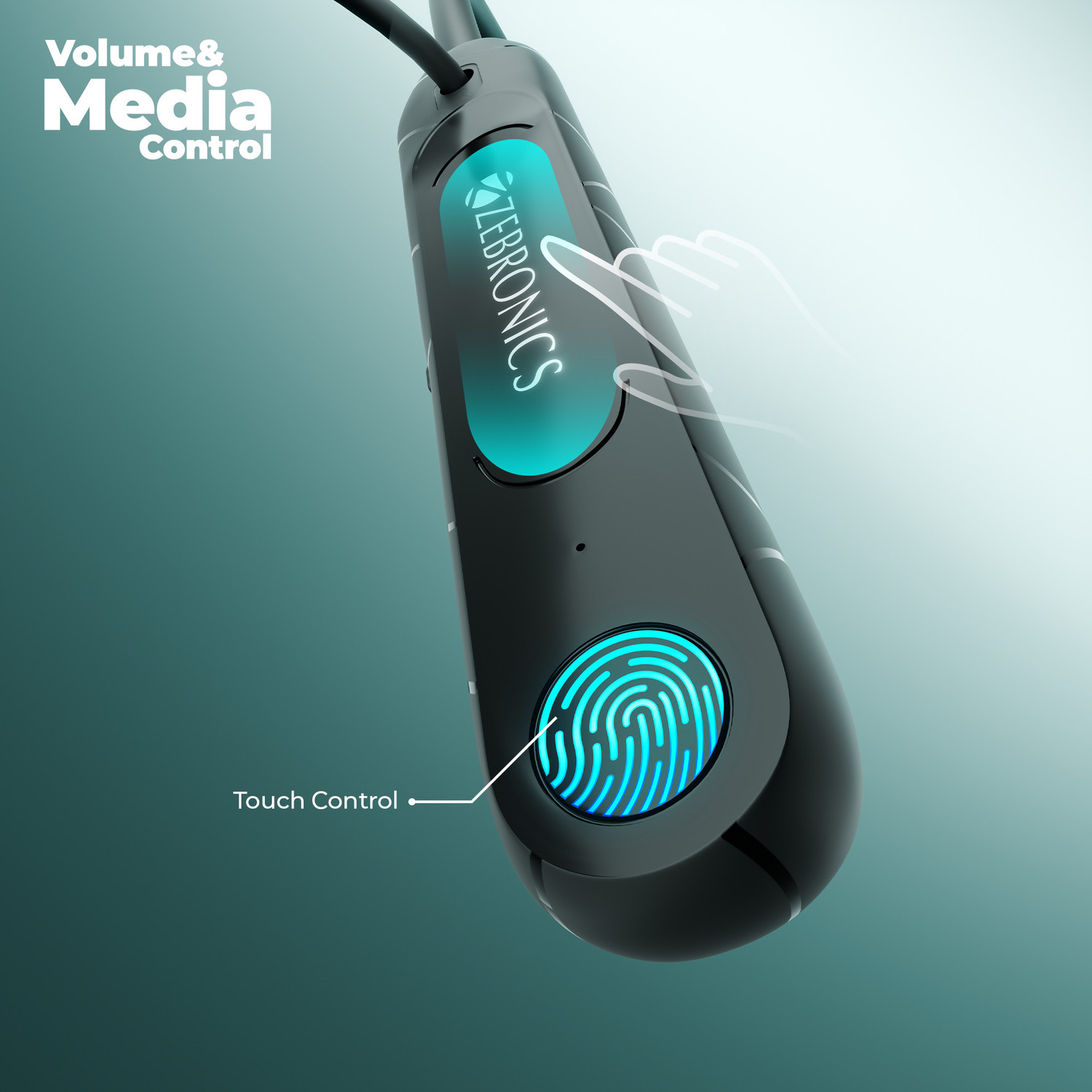Image of ZEBRONICS Raga F2 Neckband with 22H Playback, Magsnap (Magnetic Play|Pause),Rapid Charging Bluetooth