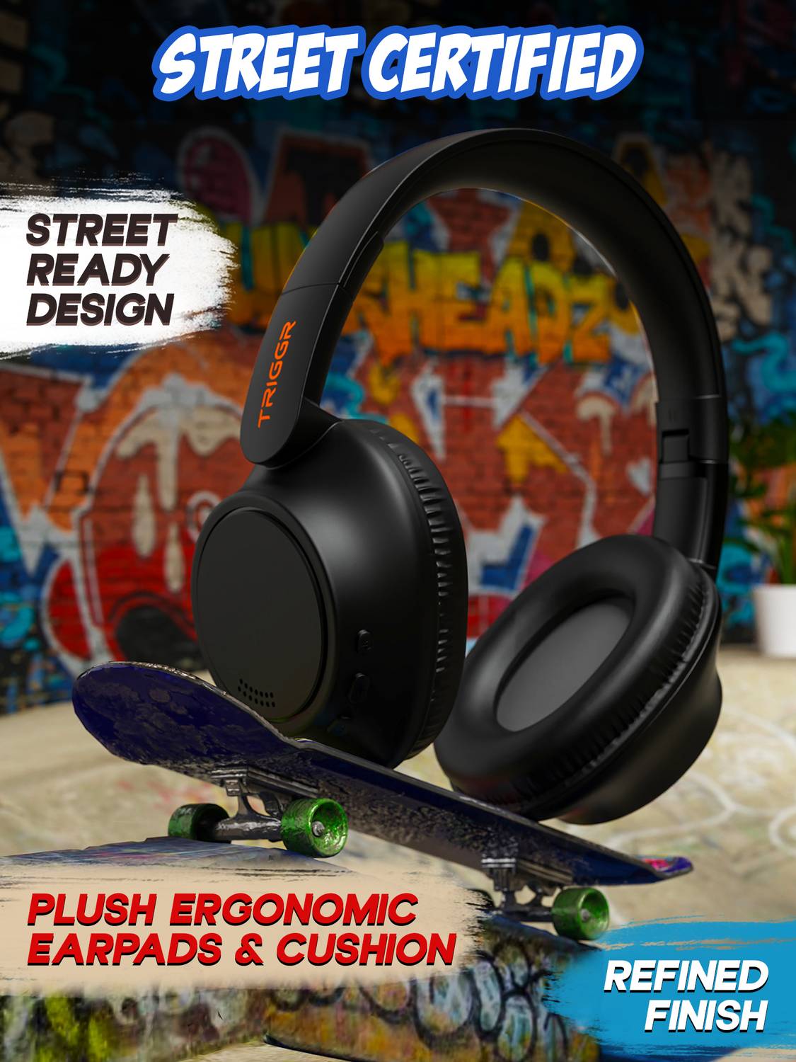 TRIGGR Punkheadz Z4 50H Battery Bluetooth Headphones - Image 5