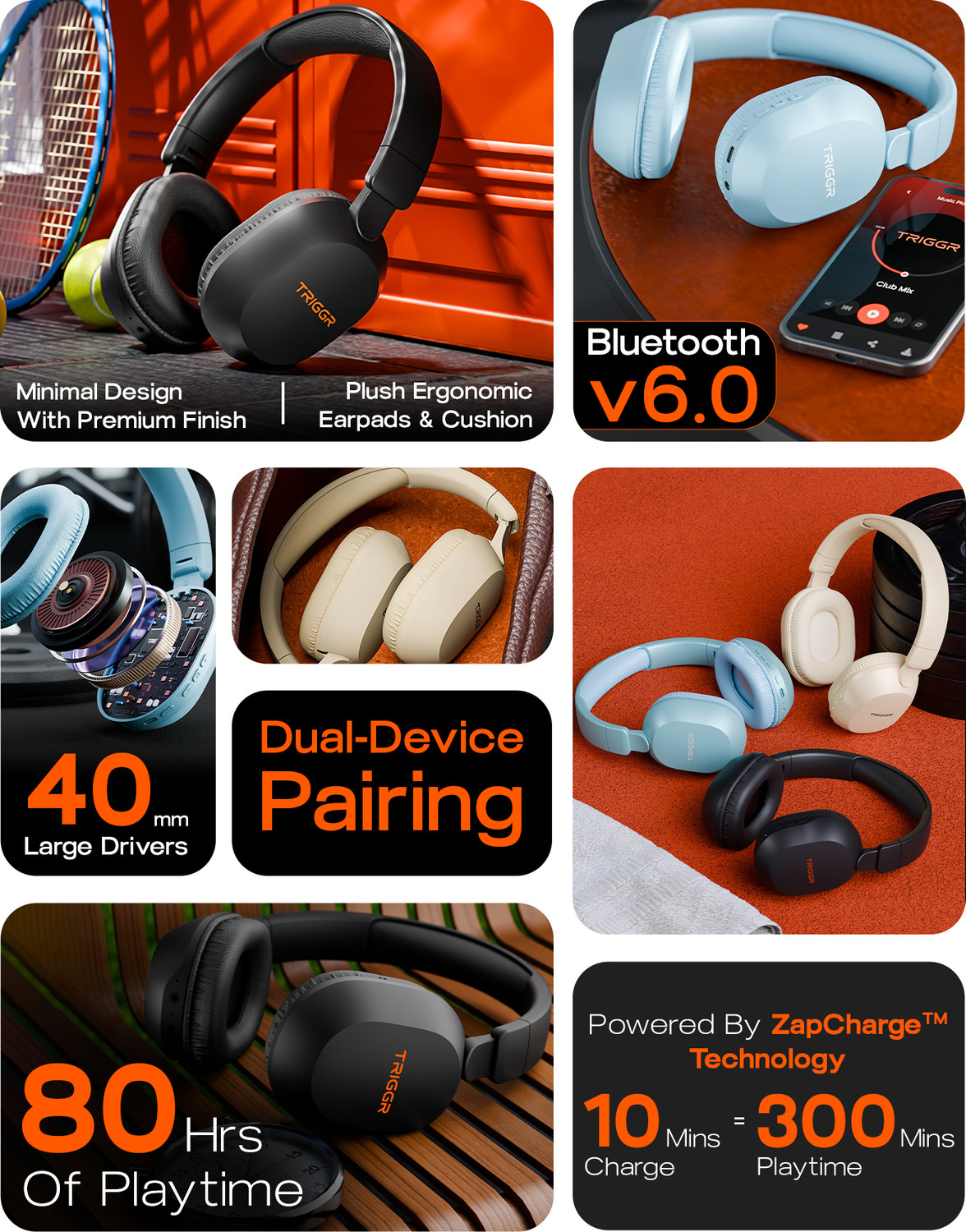 Image of TRIGGR Trinity Neo with 80H Playtime, Dual Pairing, ENC, Fast Charging, Bluetooth v6.0 Bluetooth