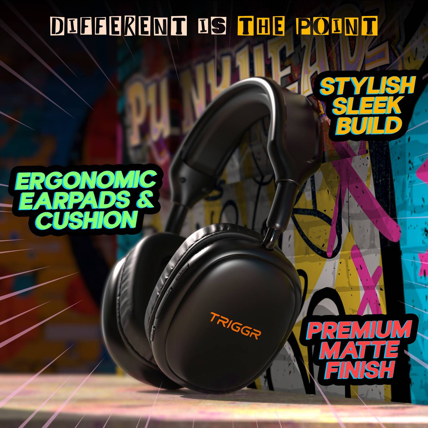 TRIGGR Punkheadz Z1 with 50H Battery, 3EQ Modes, Dual Pairing, Matte - Image 3